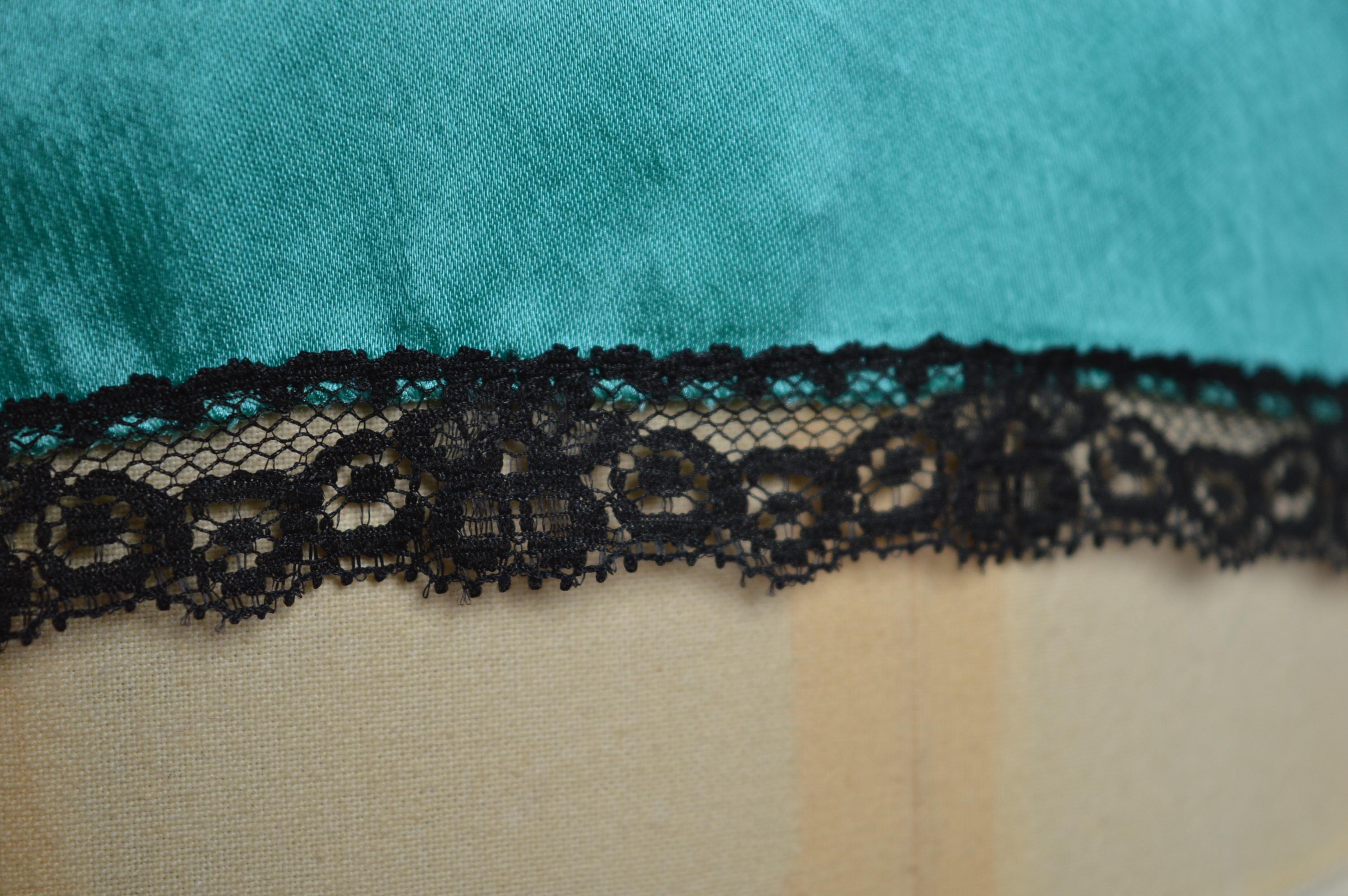 Spring 1995 Dolce & Gabbana Turquoise Satin & Black Lace Camisole Bra / Crop Top For Sale 5