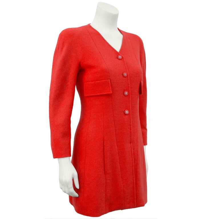 Spring 1996 Chanel Coral Wool Day Dress For Sale at 1stDibs  first day of  spring 1996, charlie spring inspired outfits, coral spring dress