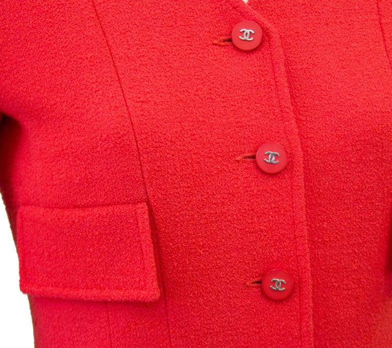Chanel // 90s Red & Gold-Tone Button Wool Dress – VSP Consignment