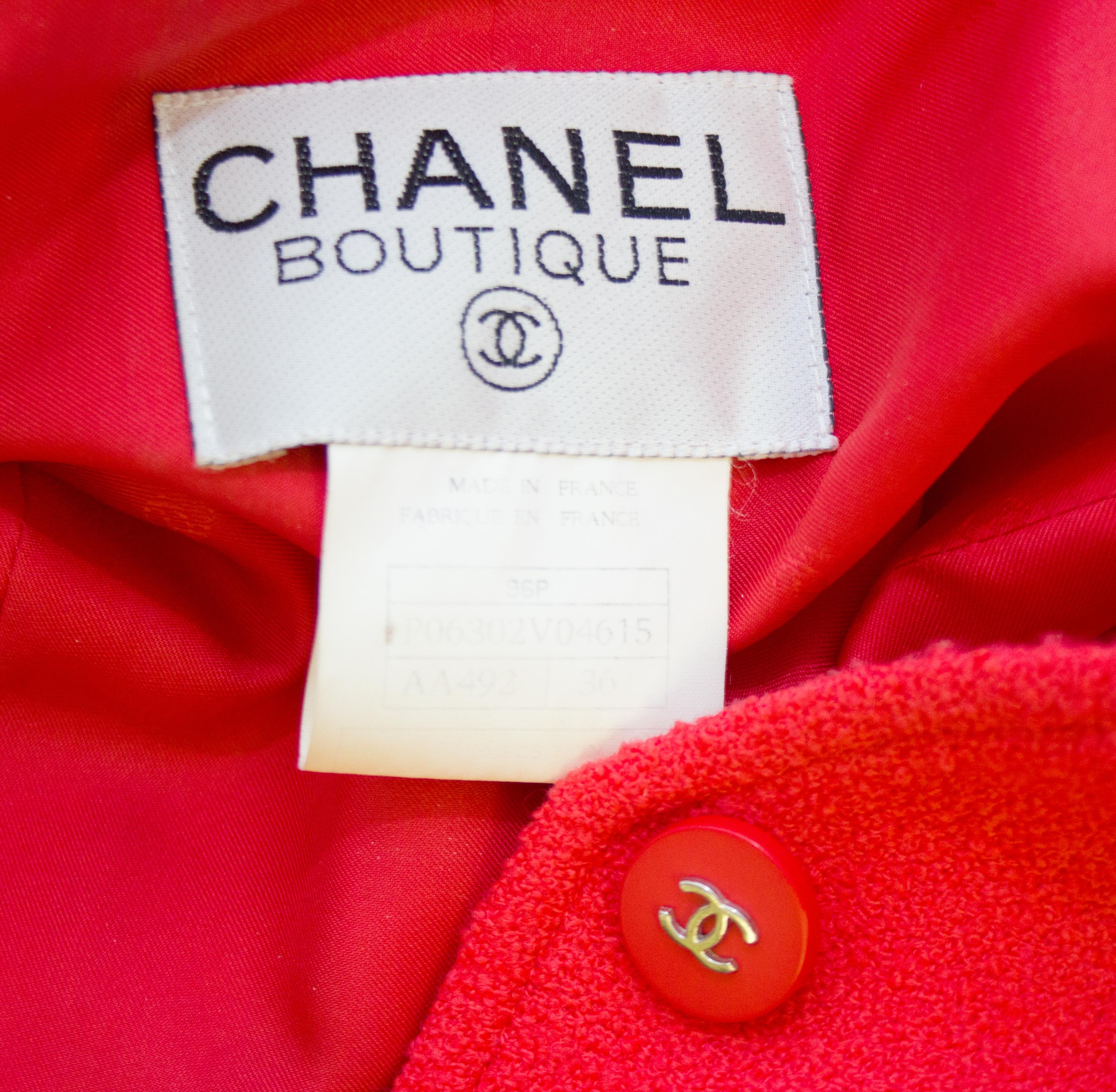 Red Spring 1996 Chanel Coral Wool Day Dress For Sale
