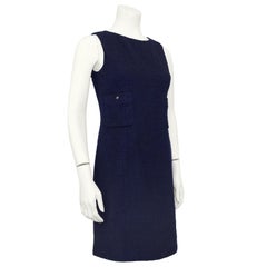 Spring 1996 Chanel Navy Blue Boucle Dress