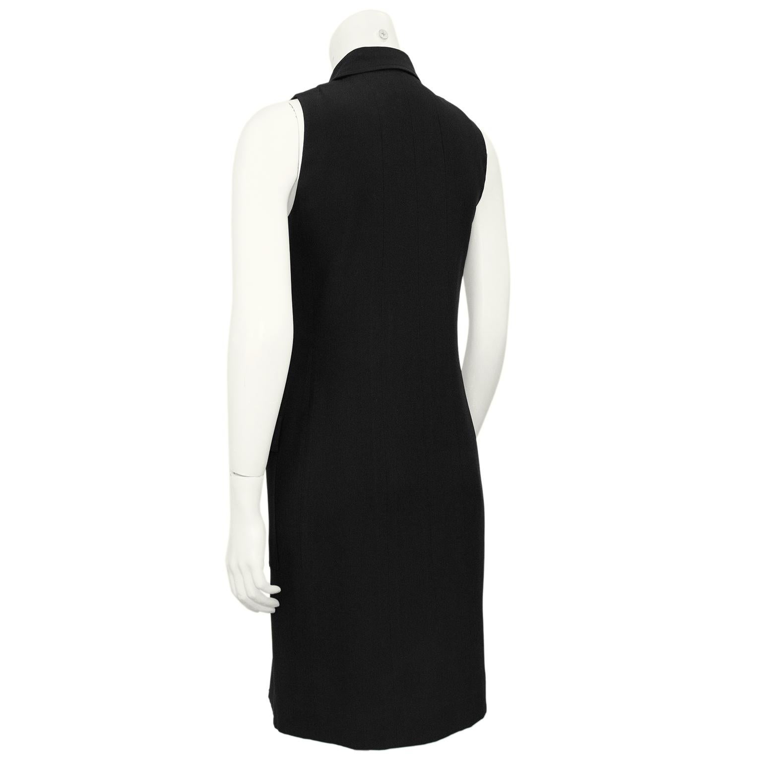 Spring 1997 Chanel Black Sleeveless Crepe Shirtdress In Good Condition For Sale In Toronto, Ontario