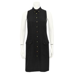 Spring 1997 Chanel Black Sleeveless Crepe Shirtdress