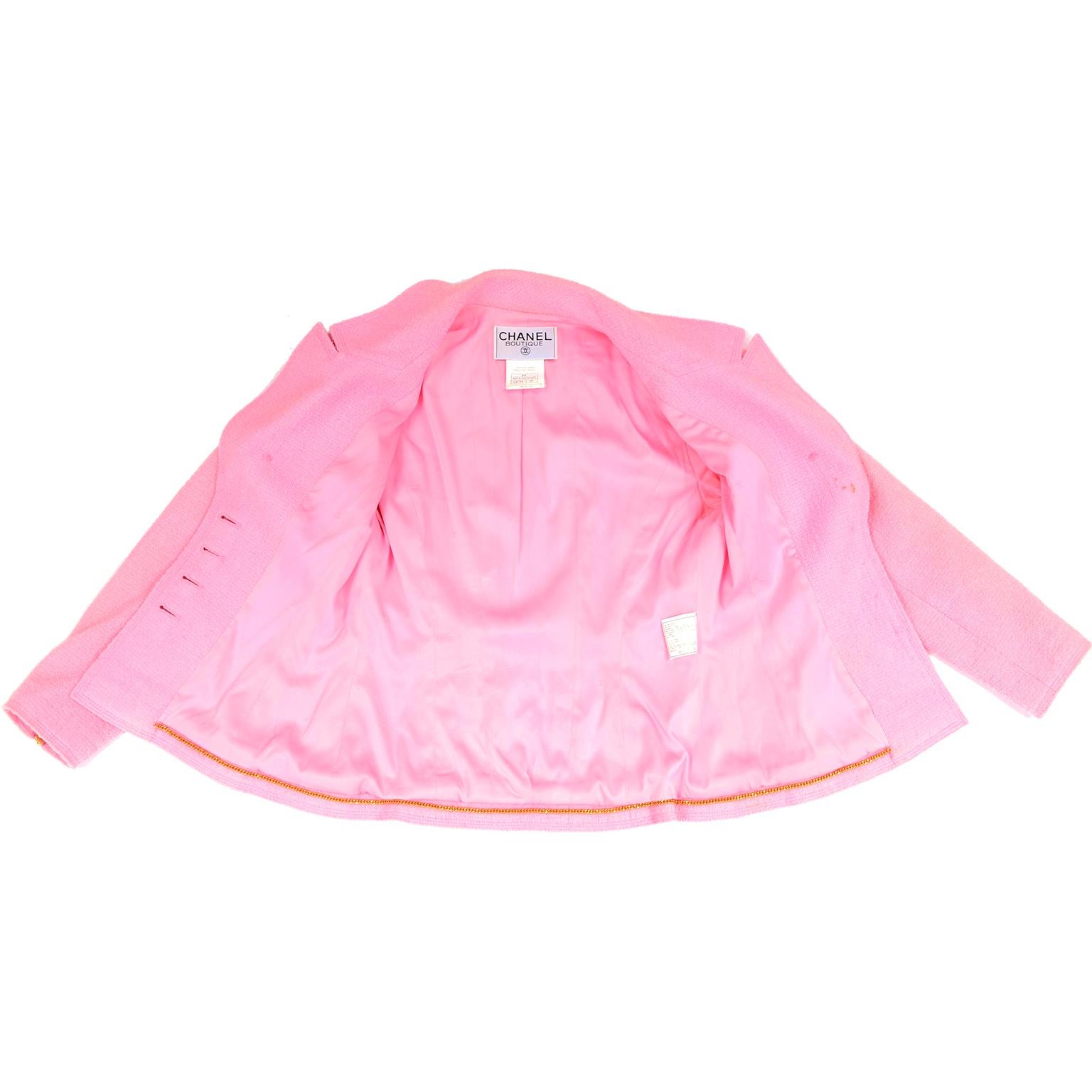 Spring 1997 Vintage Chanel Boucle Jacket in Bubble Gum Pink  5
