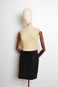 Spring 1998 GUCCI by Tom Ford Black suede wrap around pencil skirt