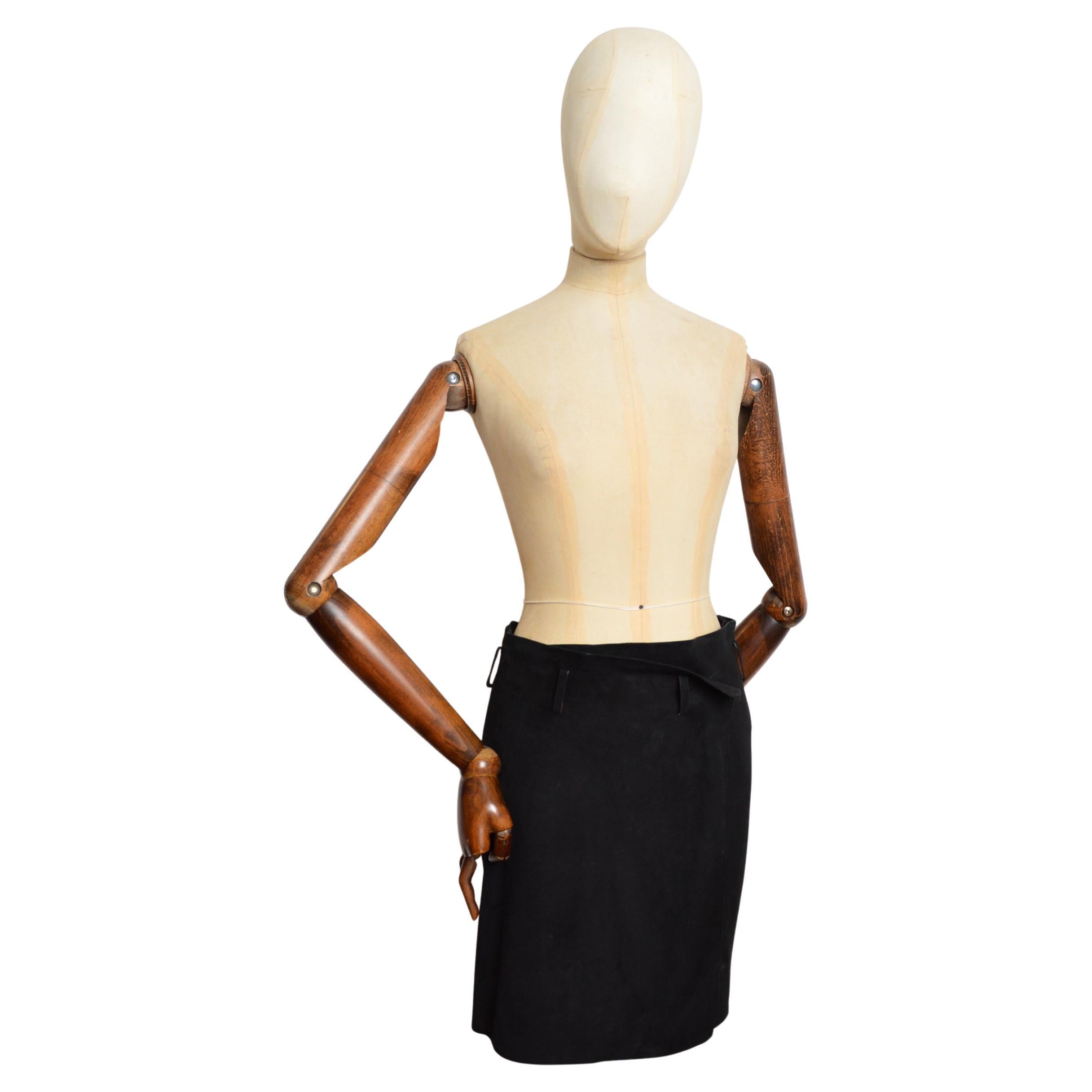 Spring 1998 GUCCI by Tom Ford Black suede wrap around pencil skirt