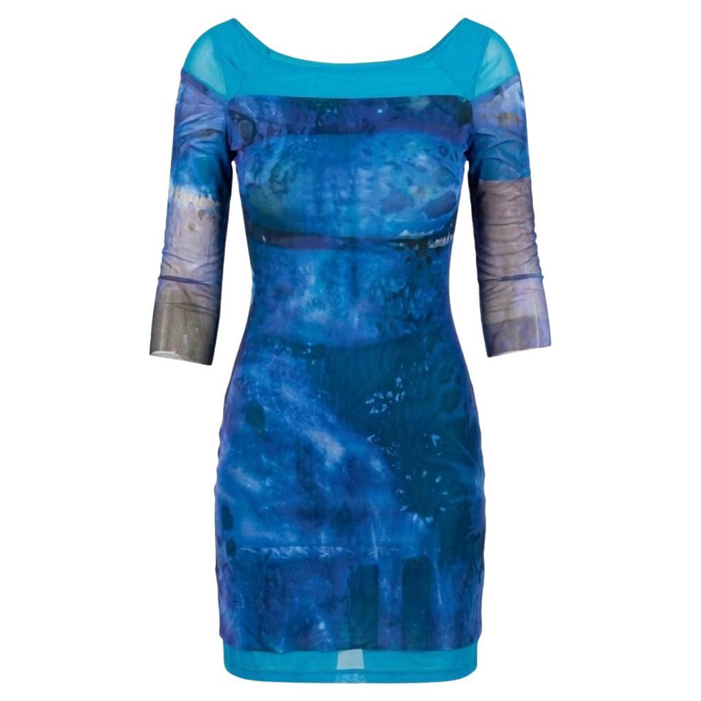 Spring 1998 Plein Sud Jeans by Faycal Amor "Cyber Stellar" Mesh Tulle Mini Dress