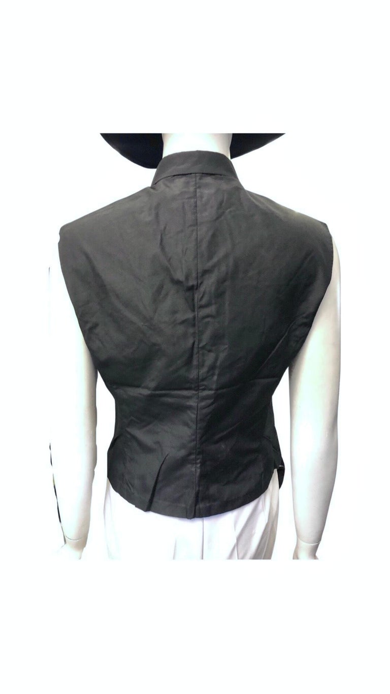 Spring 1998 Prada Black Silk Mandarin  Collar Sleeveless Top For Sale 1