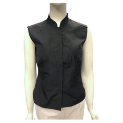 Spring 1998 Prada Black Silk Mandarin  Collar Sleeveless Top
