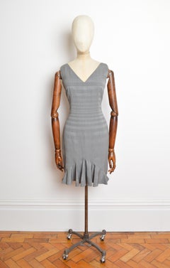 Spring 1999 Christian Dior by John Galliano Grey wool damier shift dress
