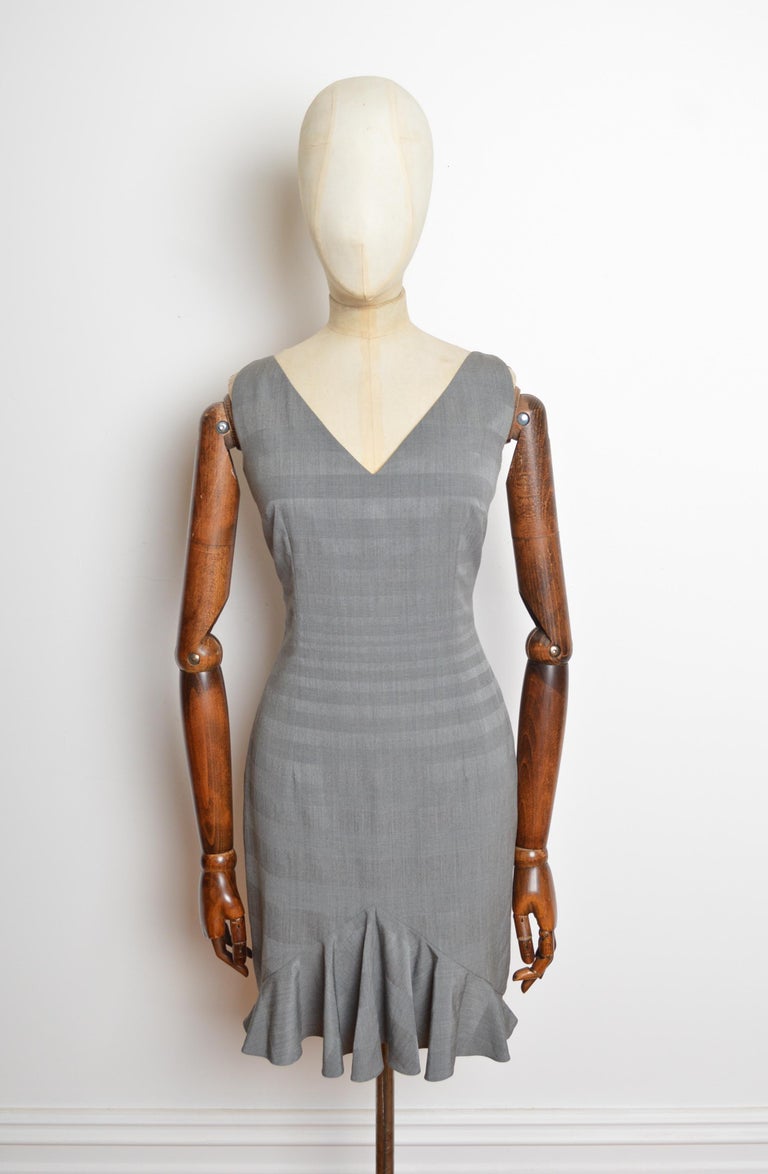 dior grey dress Christian Dior Grey Linen Blend Sleeveless Belted Kaftan Dress Size FR   Sellier