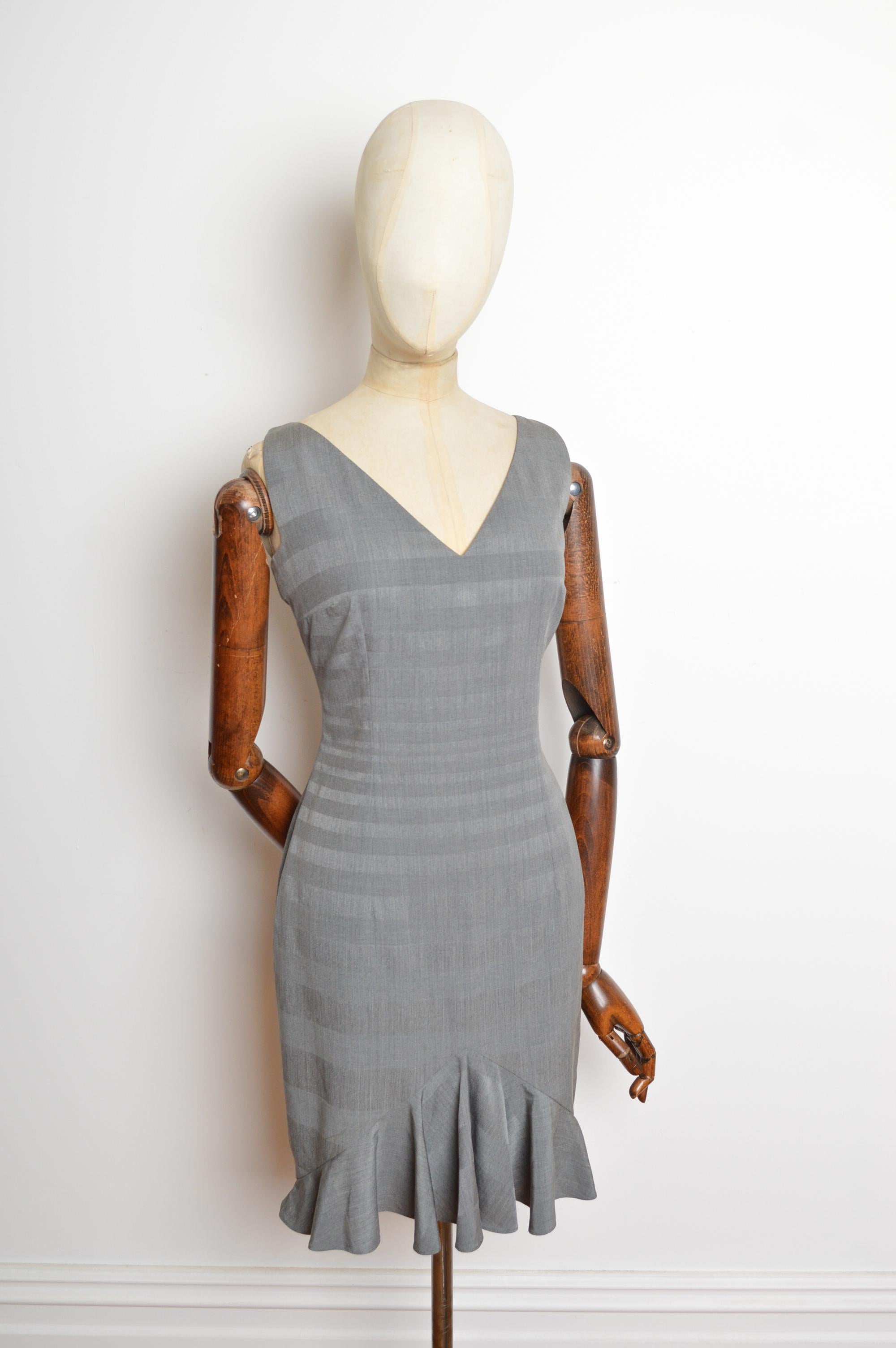 Primavera 1999 Christian Dior for Christian Dior by John Galliano Abito a turni in lana damier grigio In condizioni ottime in vendita a Sheffield, GB