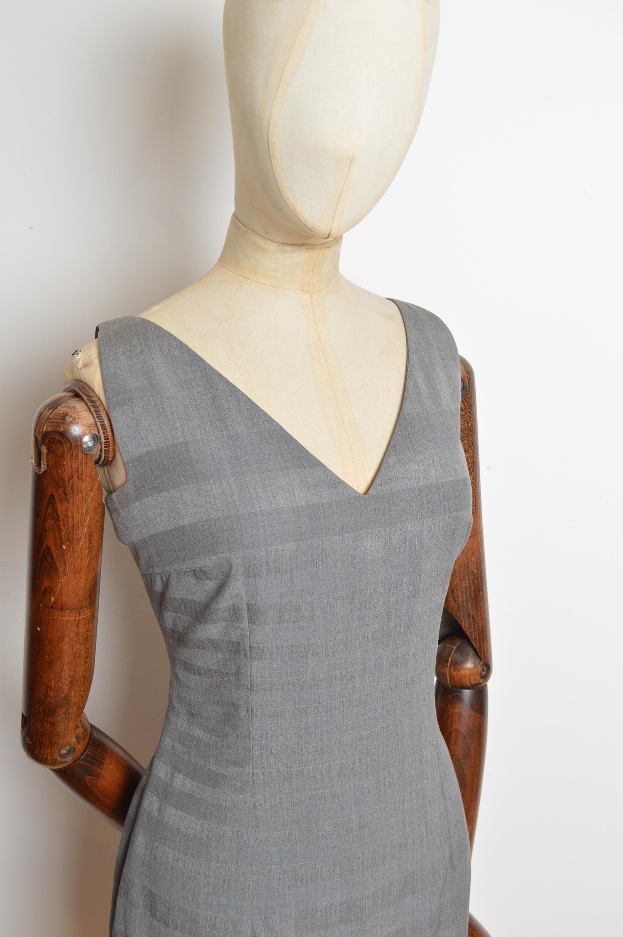 Primavera 1999 Christian Dior for Christian Dior by John Galliano Abito a turni in lana damier grigio in vendita 1