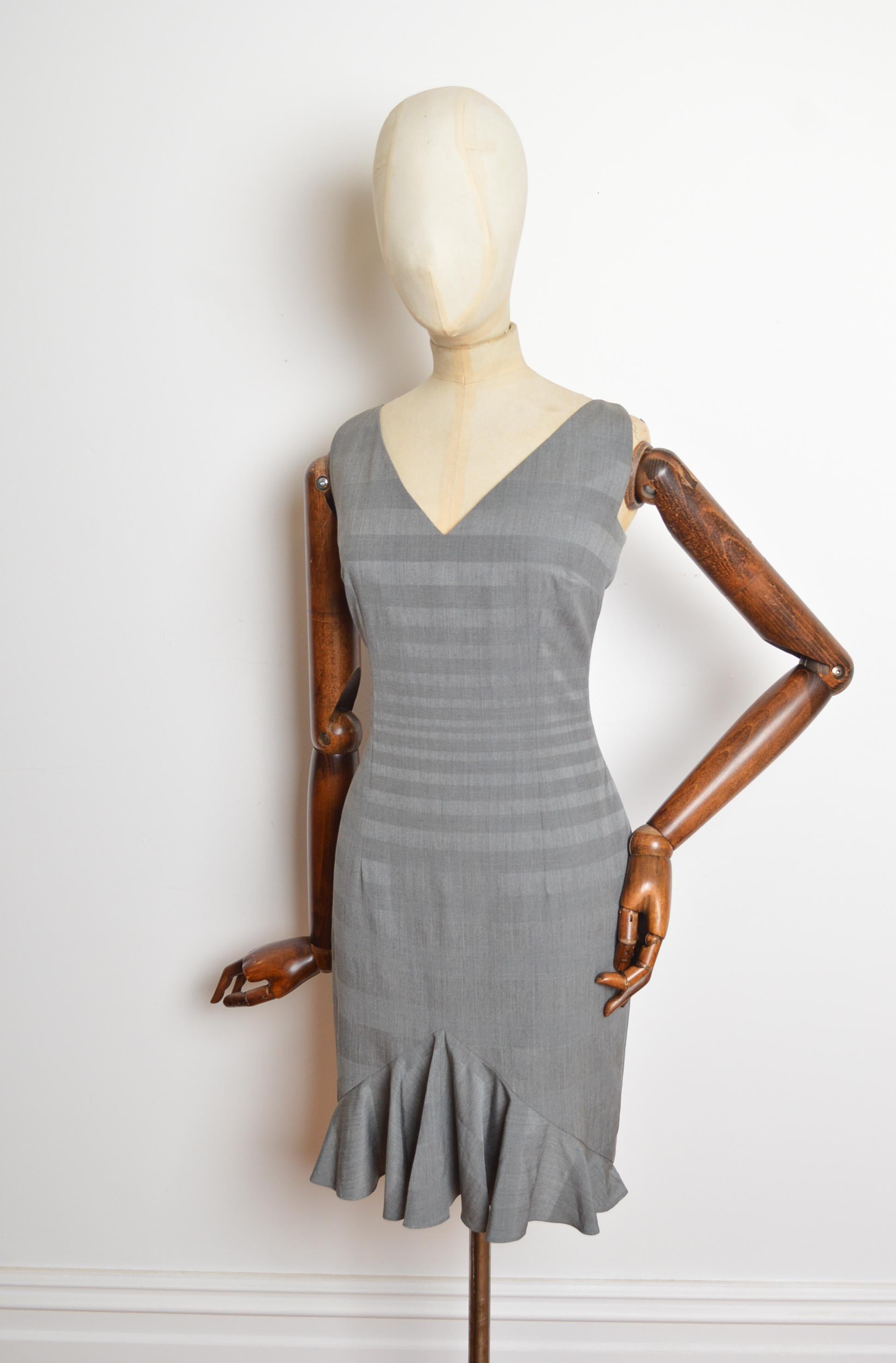 Primavera 1999 Christian Dior for Christian Dior by John Galliano Abito a turni in lana damier grigio in vendita 2