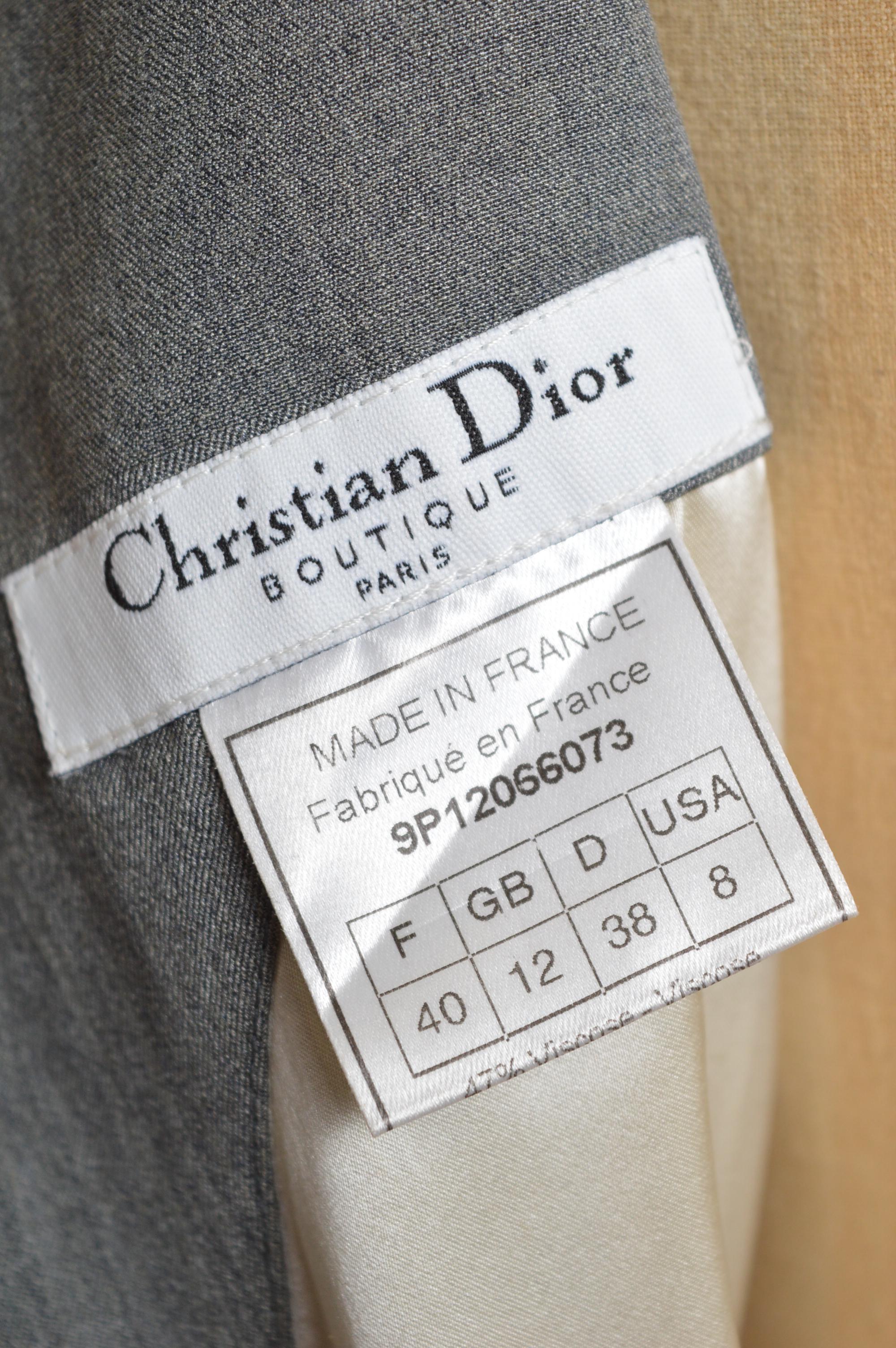 Primavera 1999 Christian Dior for Christian Dior by John Galliano Abito a turni in lana damier grigio in vendita 3