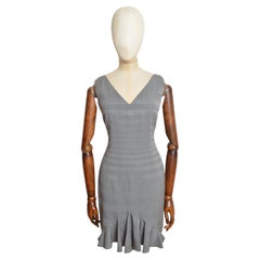 Spring 1999 Christian Dior by John Galliano Grey wool damier shift dress