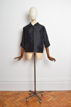 Spring 1999 DOLCE & GABBANA 3/4 Sleeve Black Button Down raw silk Cocoon Jacket