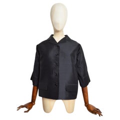 Spring 1999 DOLCE & GABBANA 3/4 Sleeve Black Button Down raw silk Cocoon Jacket
