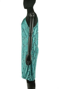 Spring 2000 Gucci by Tom Ford Green, Turquoise And Black Snakeskin Print Dress
