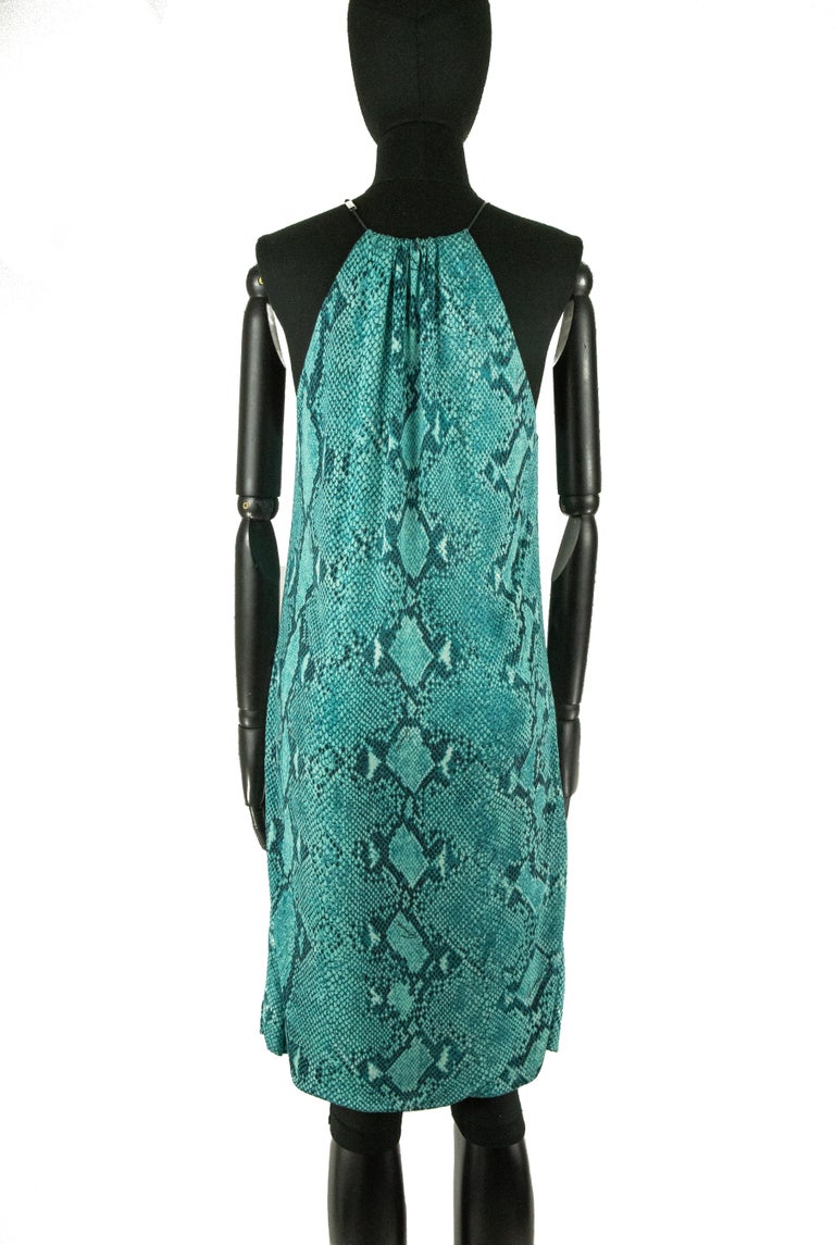 Spring 2000 Gucci by Tom Ford Green, Turquoise And Black Snakeskin Print  Dress For Sale at 1stDibs | gucci snake dress, green turquoise dress, gucci  turquoise dress
