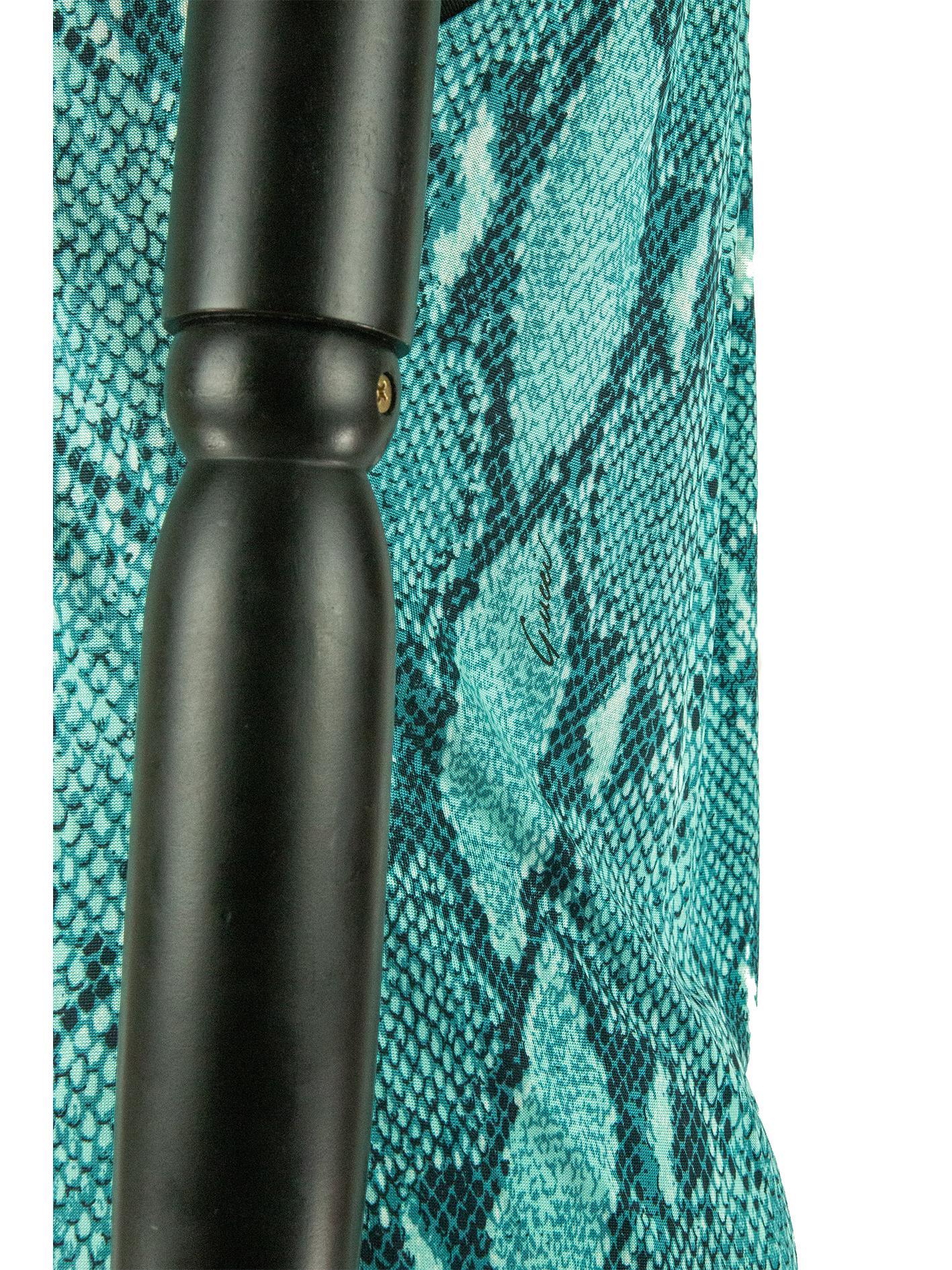 Spring 2000 Gucci by Tom Ford Green, Turquoise And Black Snakeskin Print Dress In Good Condition For Sale In London, GB