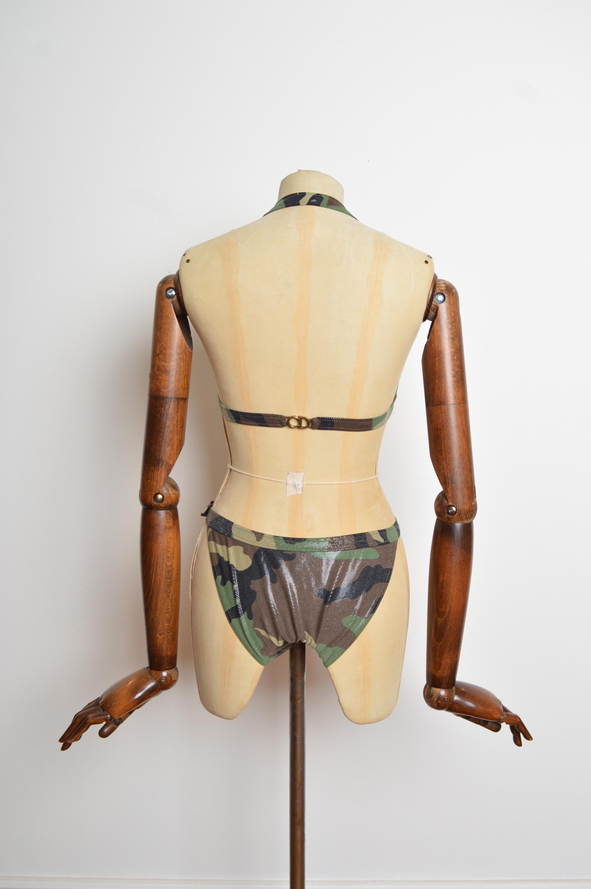 Printemps 2001 Christian Dior by John Galliano Camo Bikini - Army Swimsuit en vente 5