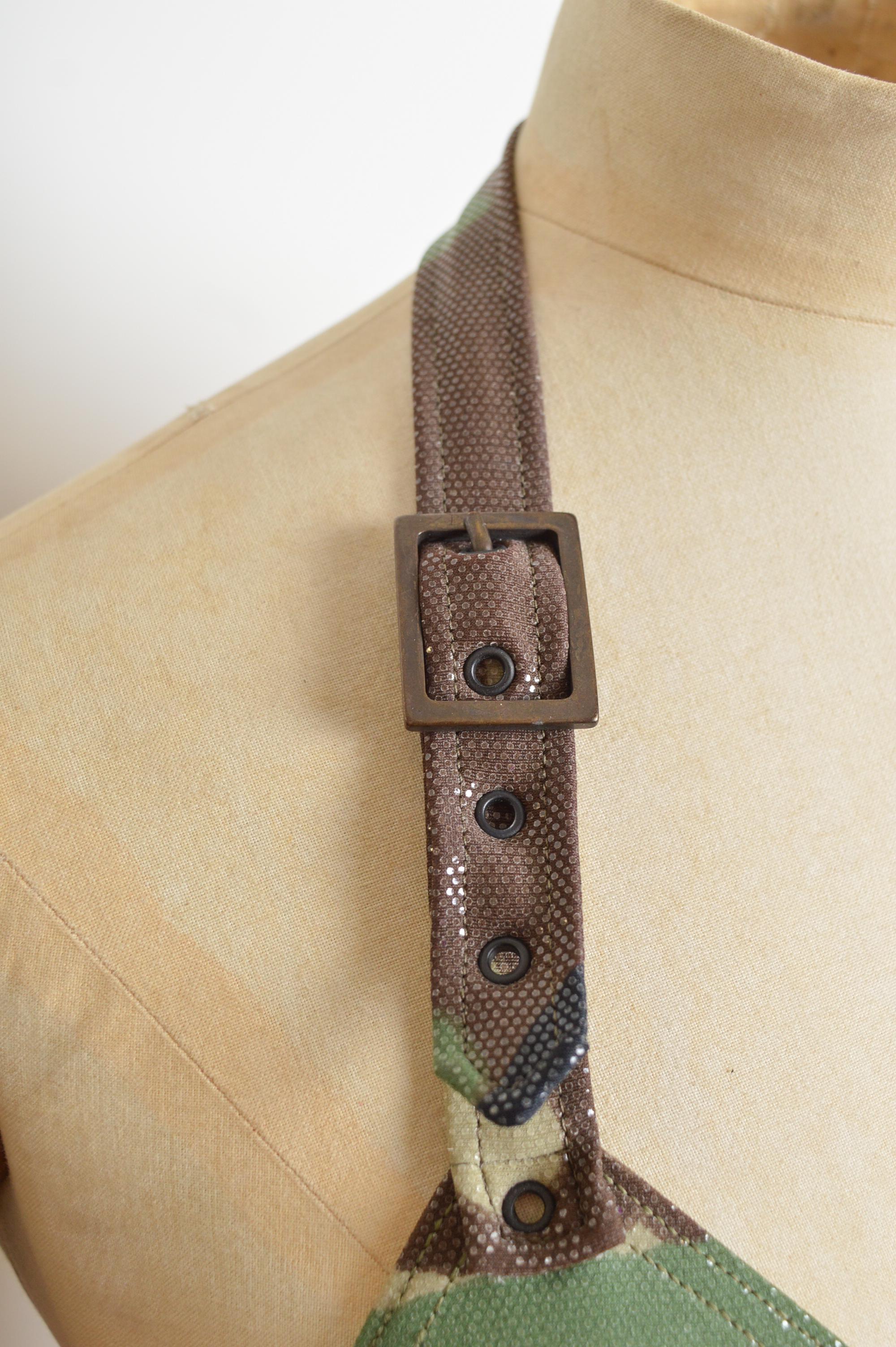 Beige Printemps 2001 Christian Dior by John Galliano Camo Bikini - Army Swimsuit en vente