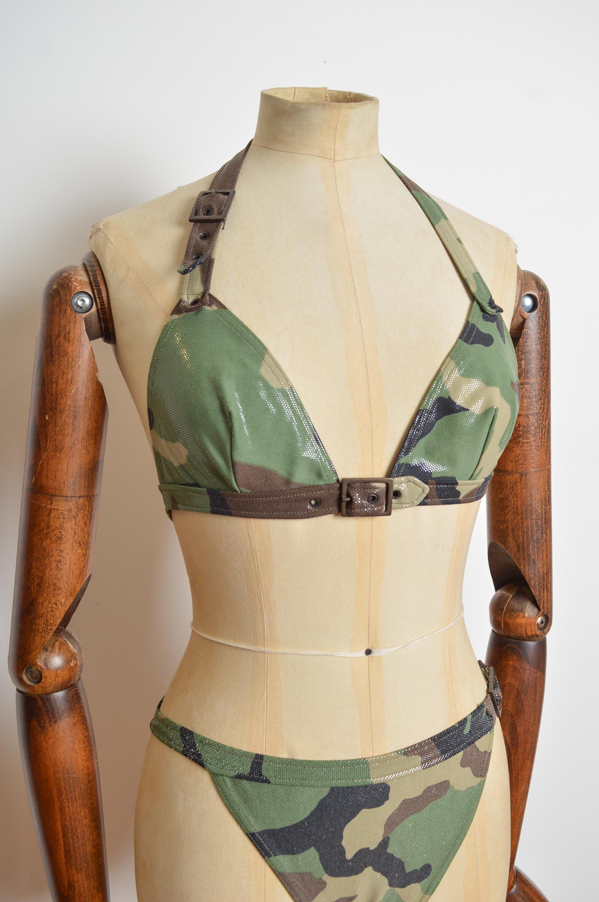 Printemps 2001 Christian Dior by John Galliano Camo Bikini - Army Swimsuit Bon état - En vente à Sheffield, GB