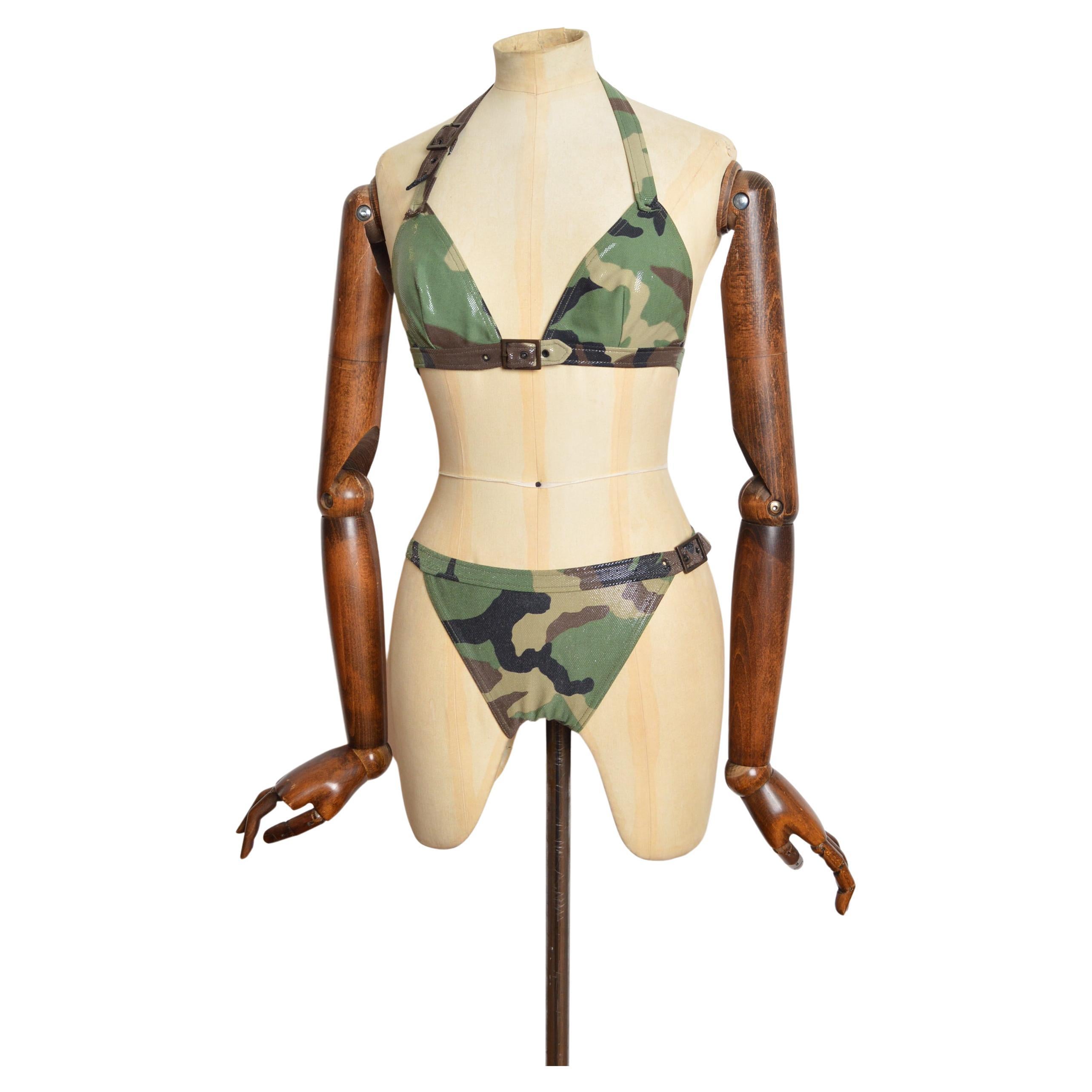 Frühjahr 2001 Christian Dior for John Galliano Tarn-Bikini - Armee-Badeanzug