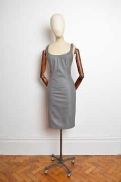 Spring 2002 Christian Dior by John Galliano Pencil Grey Tailored Shift Dress