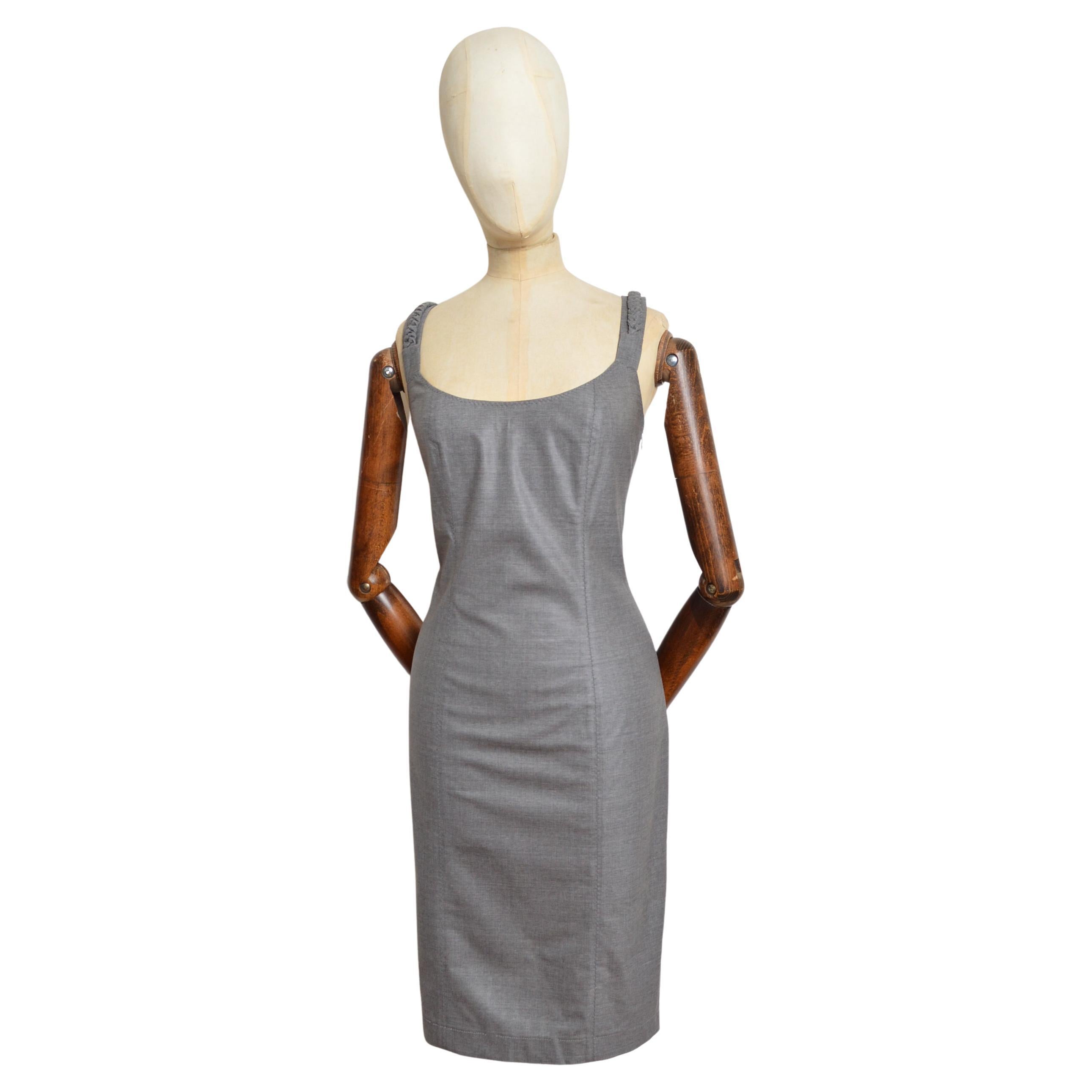 Spring 2002 Christian Dior by John Galliano Pencil Grey Tailored Shift Dress