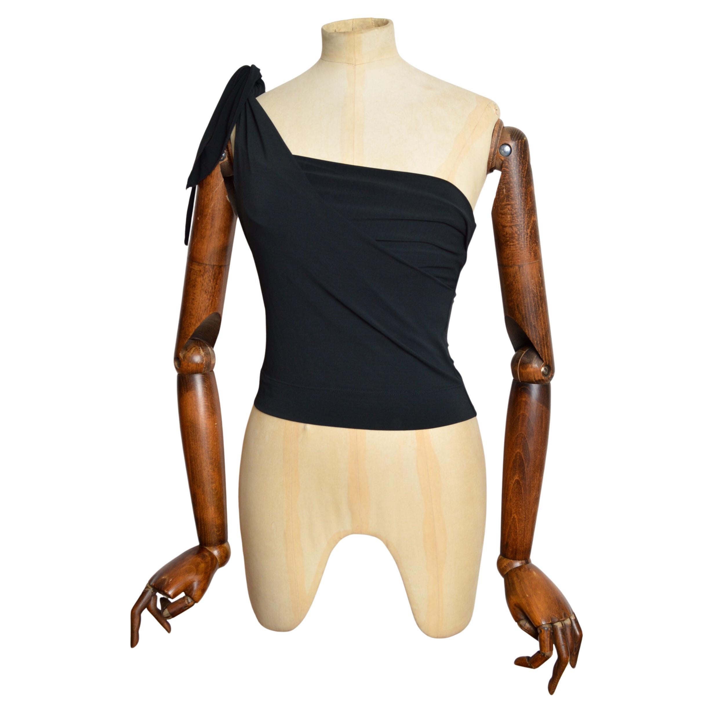 Primavera 2003 Vivienne Westwood Negro ajustado un hombro Crop Top - Tank Vest