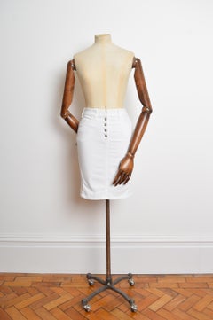 Spring 2004 Christian Dior by John Galliano white denim low-rise pencil skirt