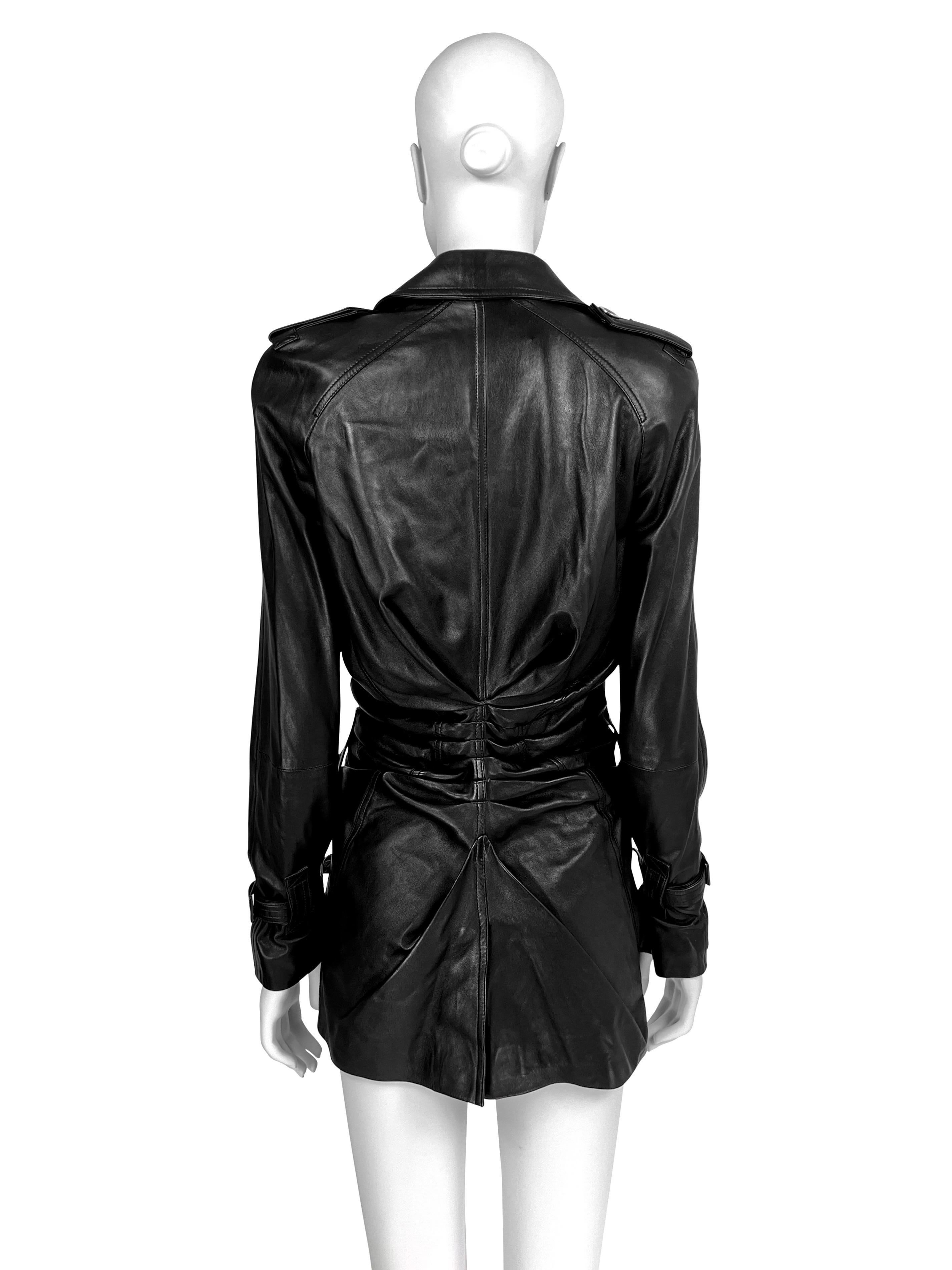 Spring 2004 RTW Dior by John Galliano  Draped Leather Jacket For Sale 2