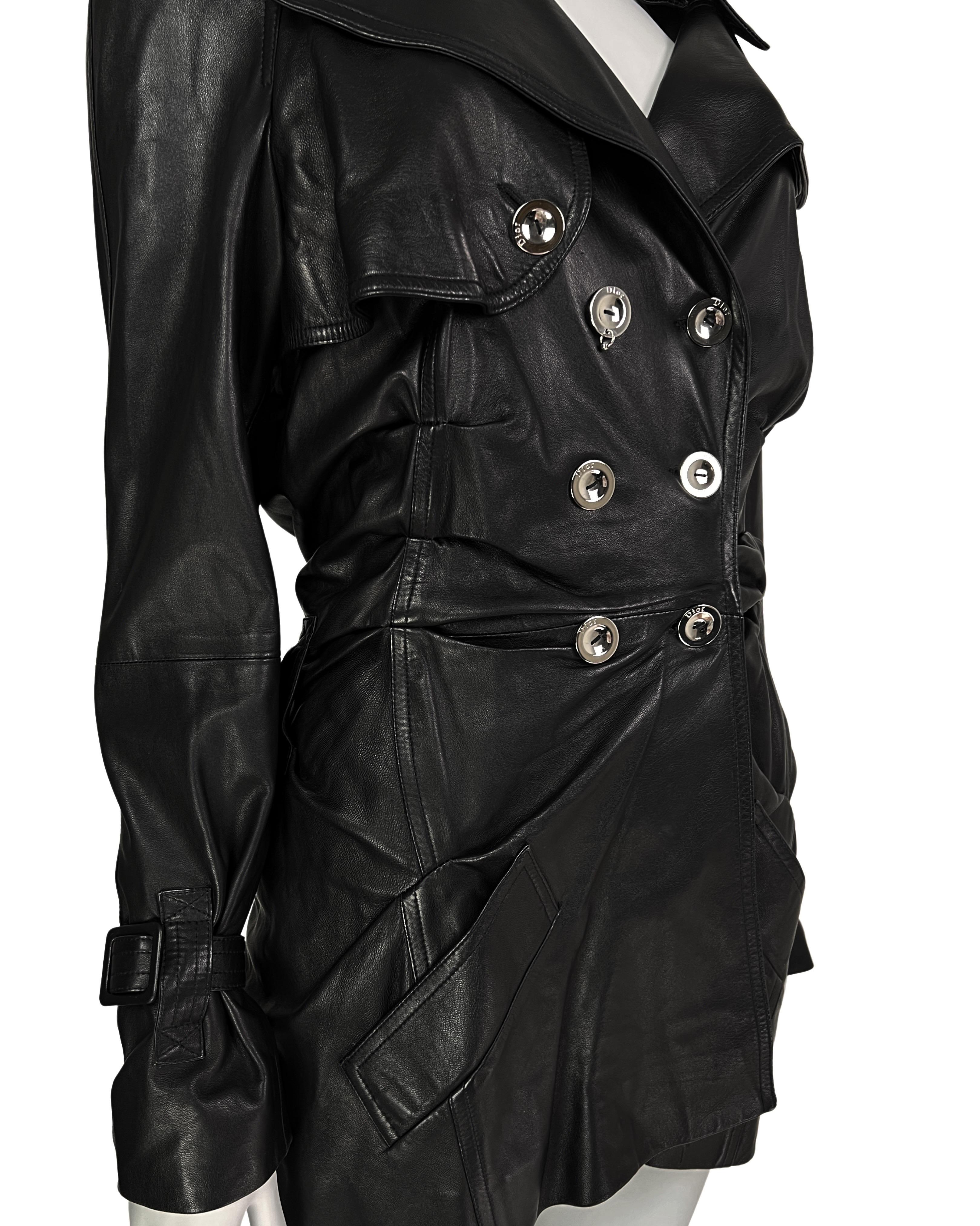Spring 2004 RTW Dior by John Galliano  Draped Leather Jacket For Sale 3