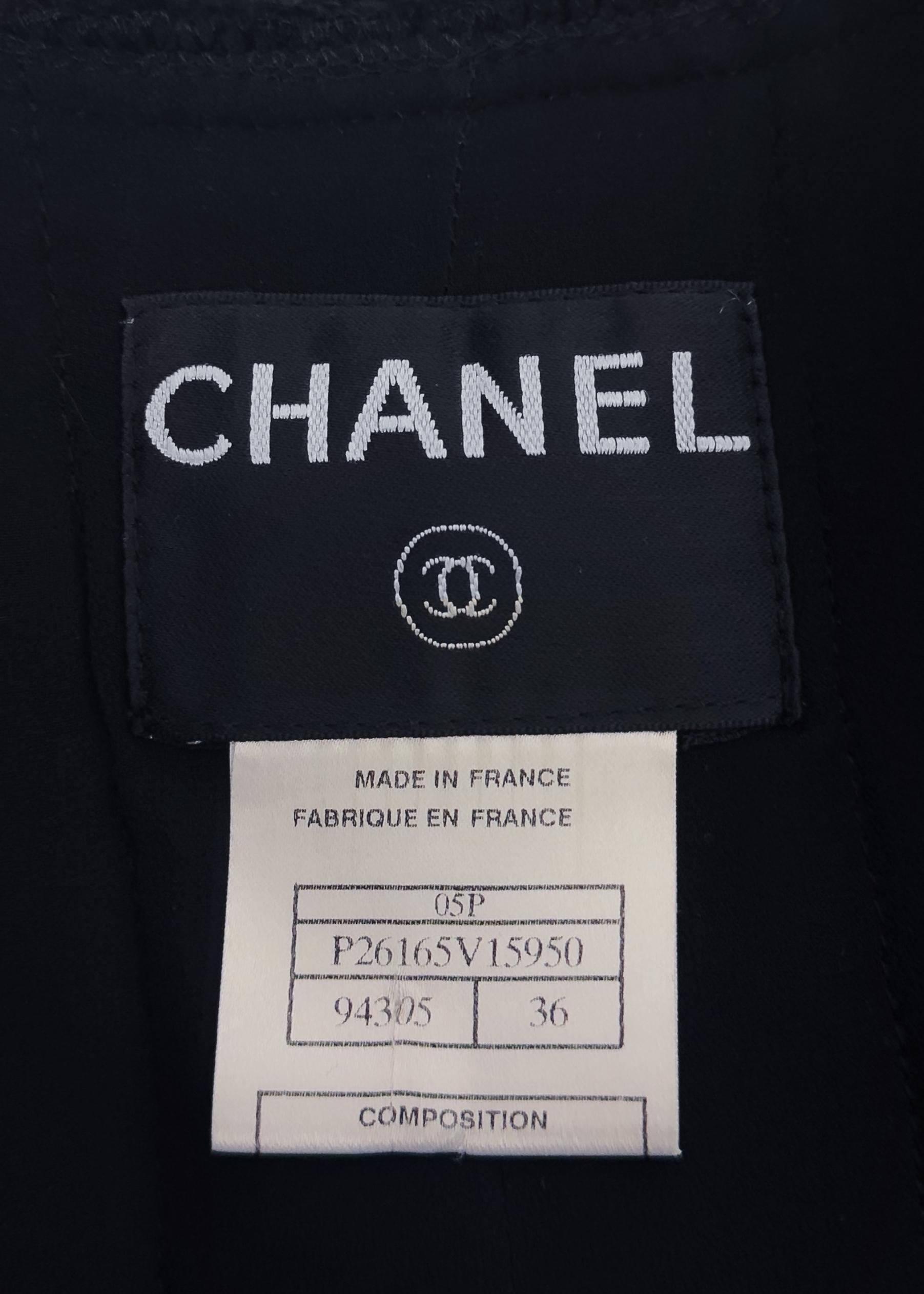 Chanel Primavera 2005 Chaqueta negra de tweed y lentejuelas en venta 3