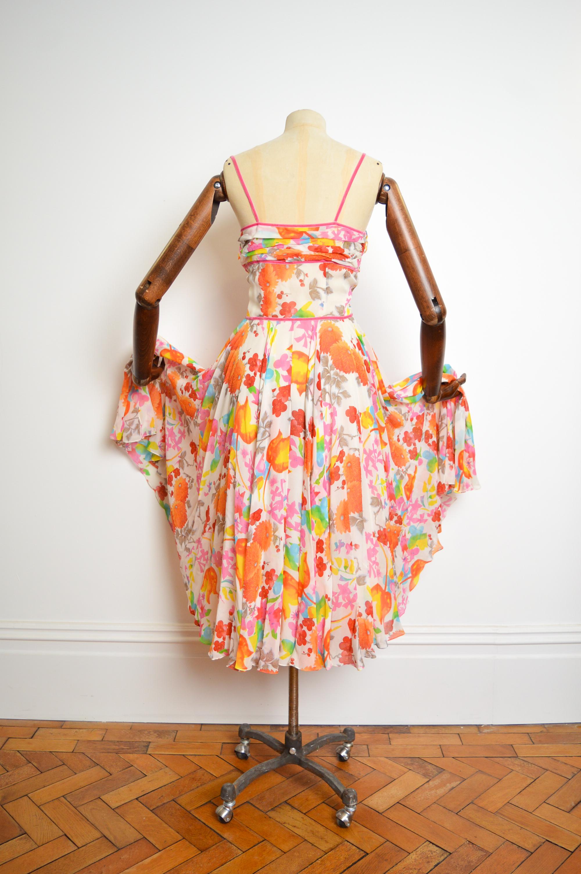 Spring 2006 Christian Dior by John Galliano Vintage Pure Silk Floral Dress 5