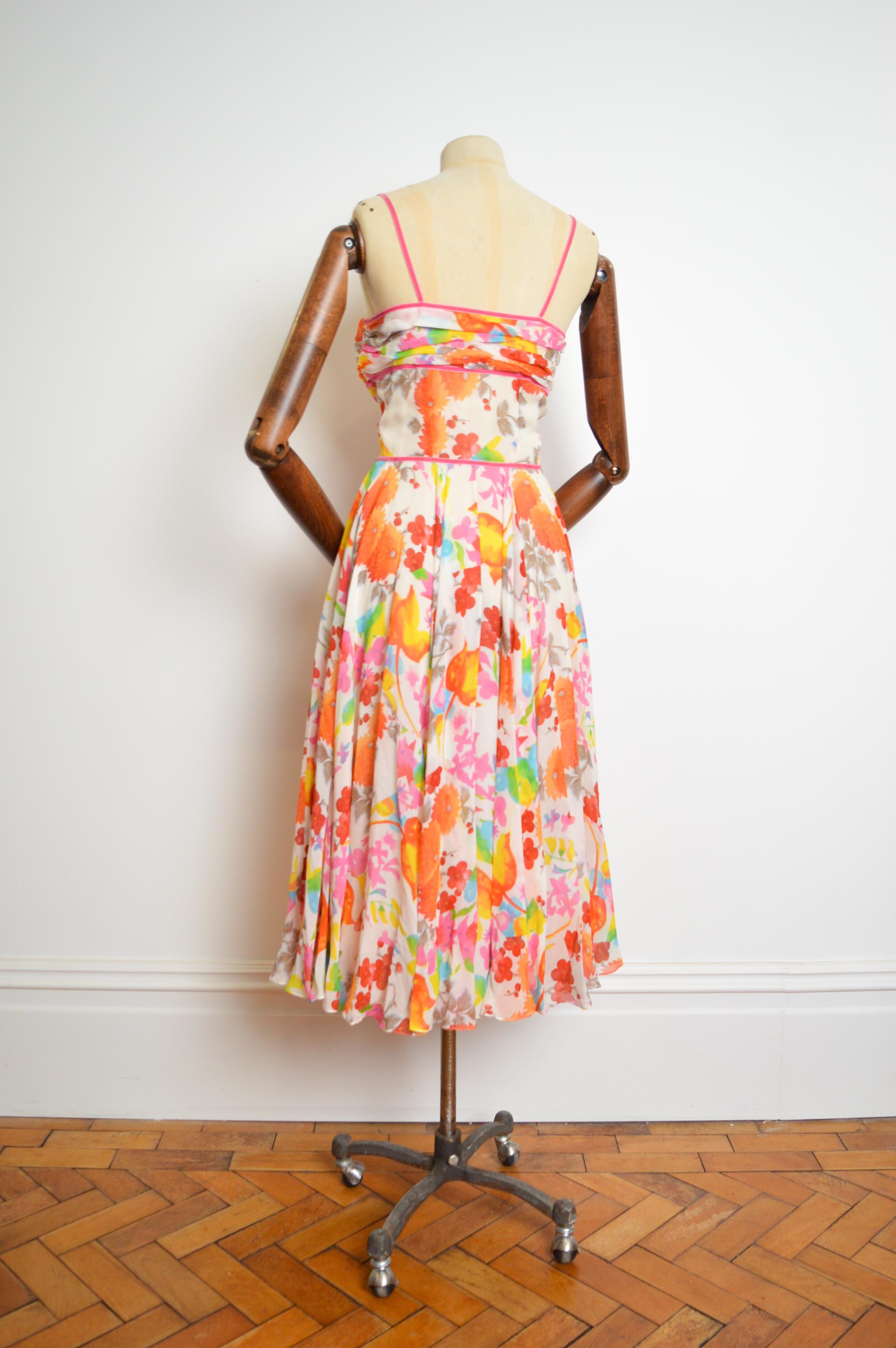 Spring 2006 Christian Dior by John Galliano Vintage Pure Silk Floral Dress 6