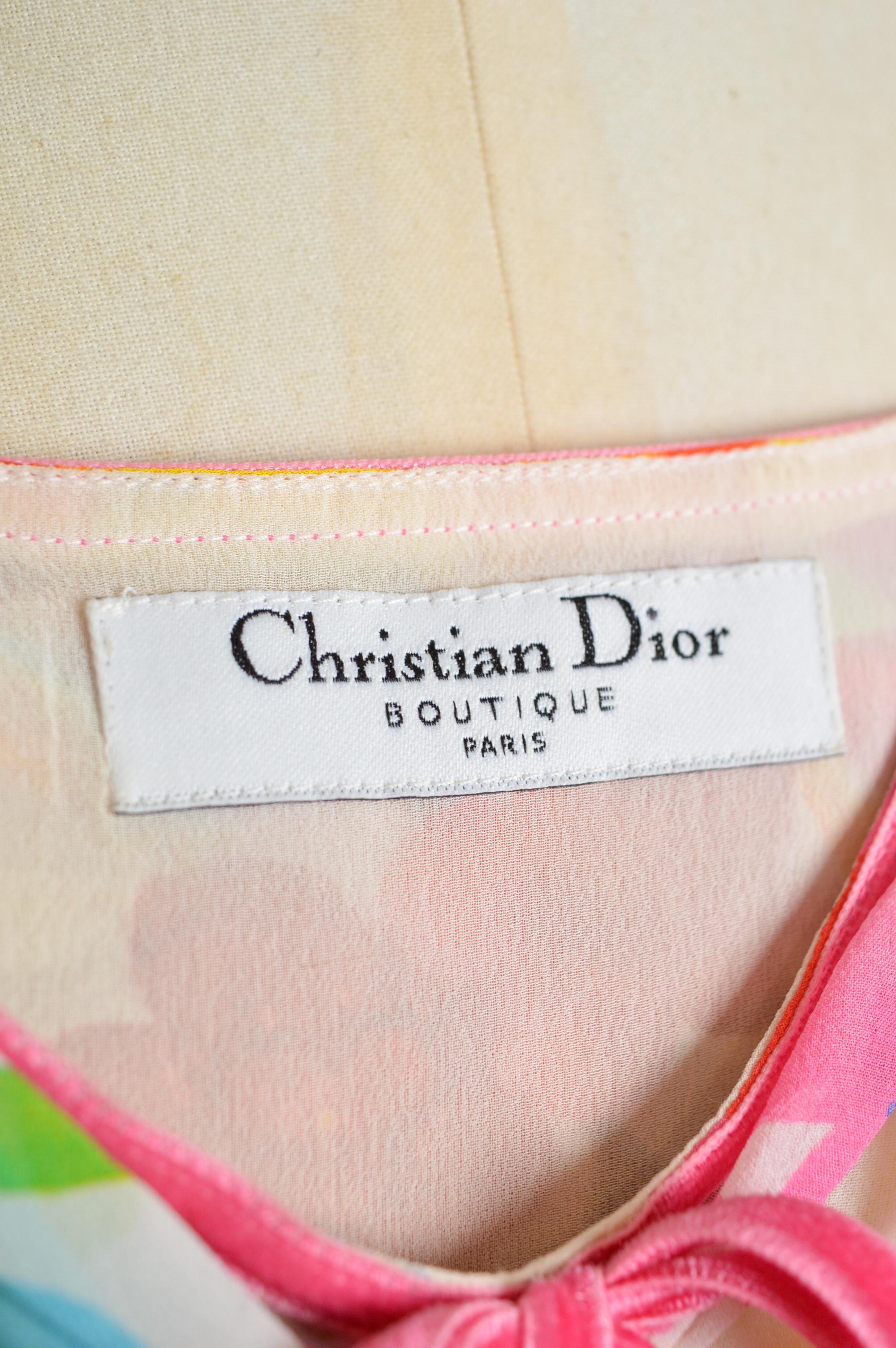 Spring 2006 Christian Dior by John Galliano Vintage Pure Silk Floral Dress 11