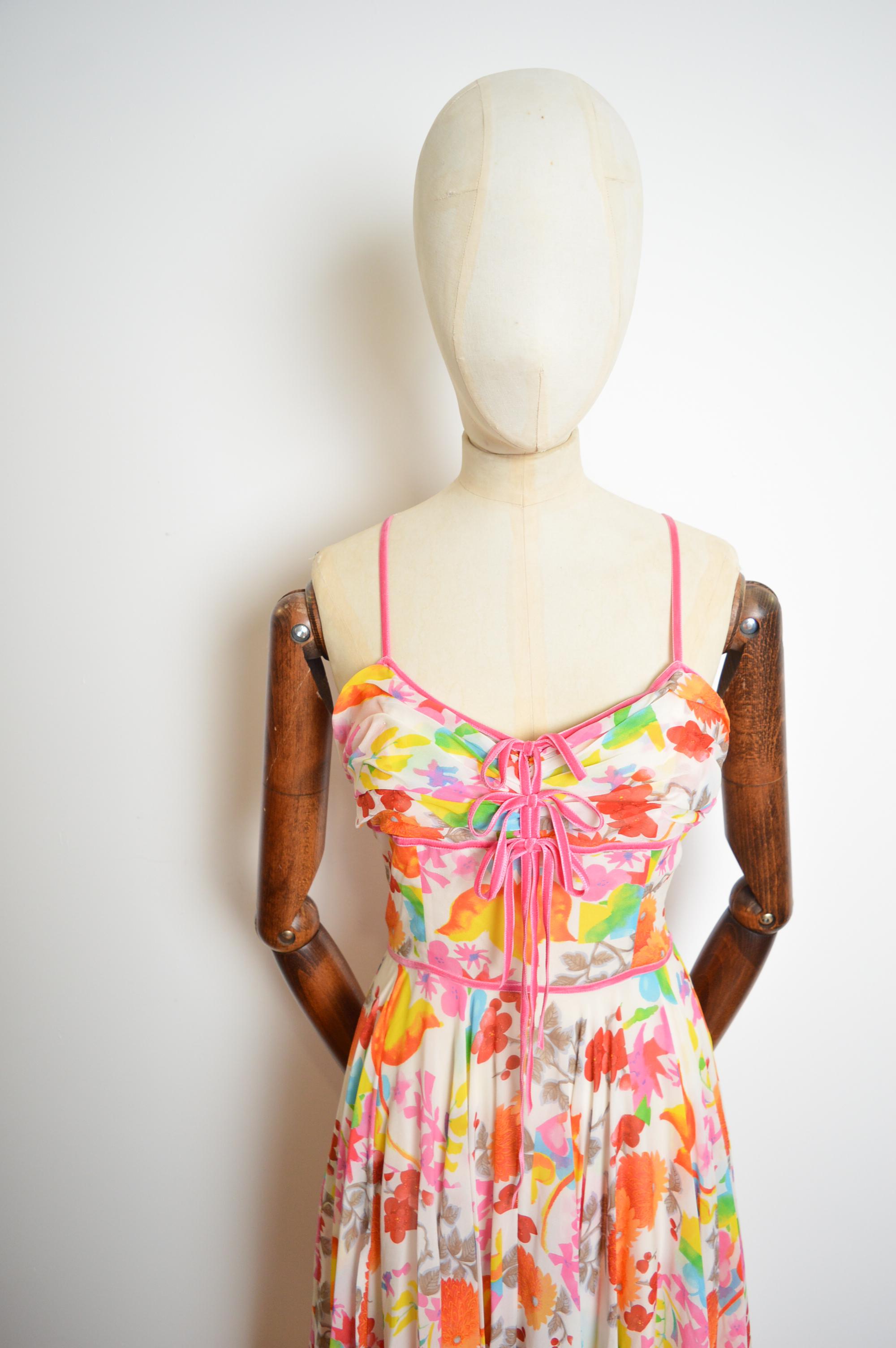 Beige Spring 2006 Christian Dior by John Galliano Vintage Pure Silk Floral Dress