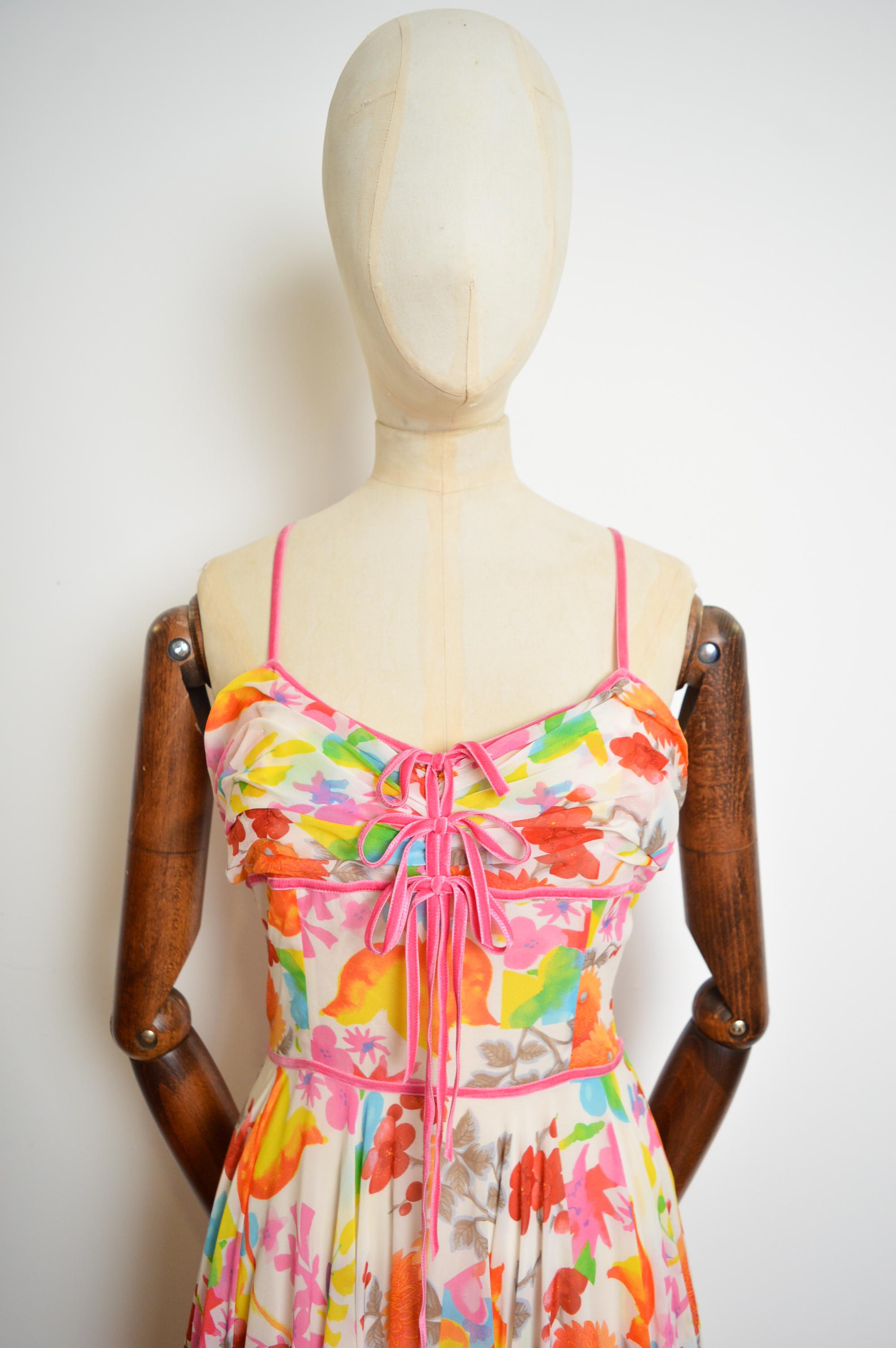 Spring 2006 Christian Dior by John Galliano Vintage Pure Silk Floral Dress In Excellent Condition In Sheffield, GB