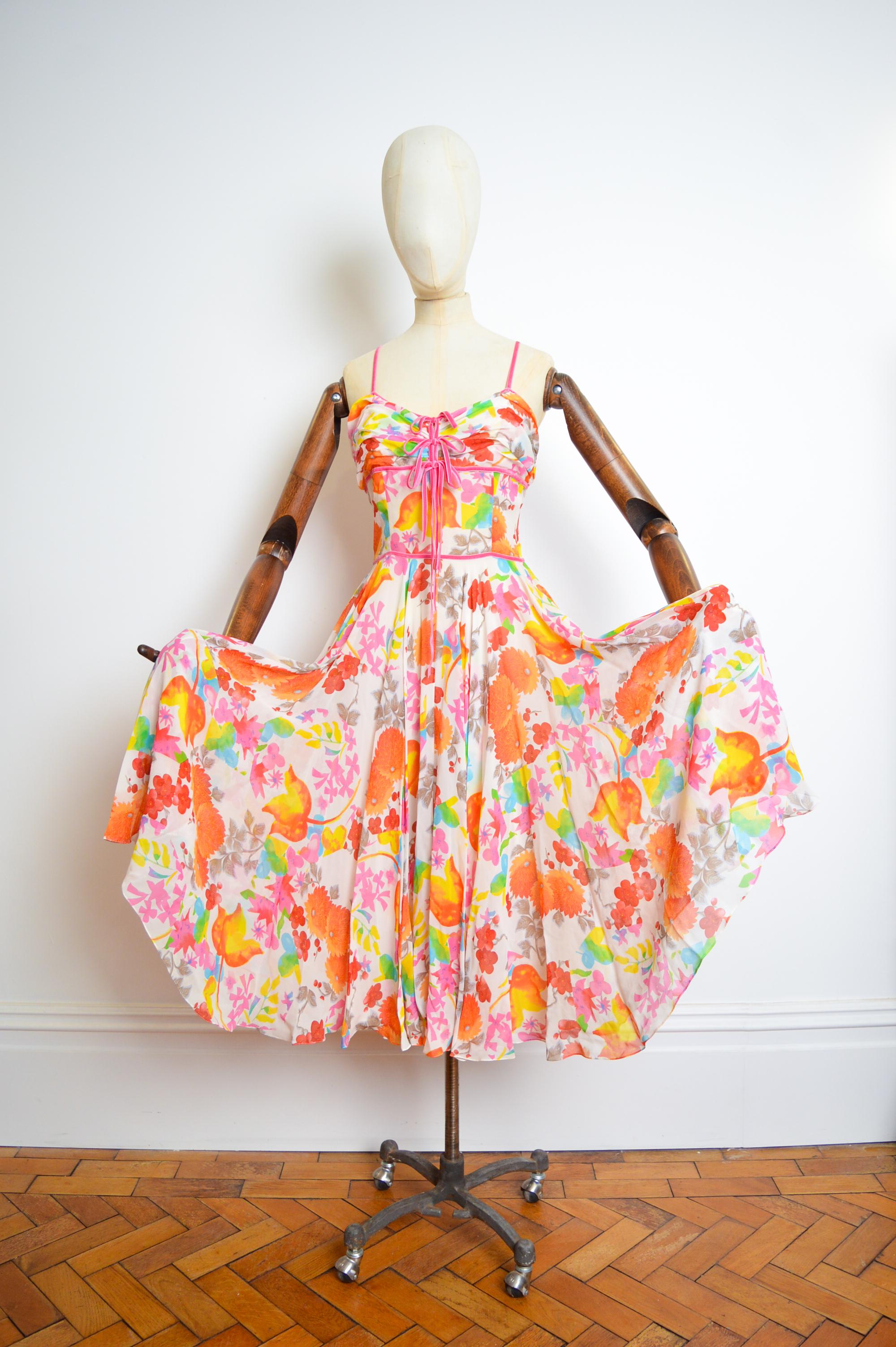 Spring 2006 Christian Dior by John Galliano Vintage Pure Silk Floral Dress 3