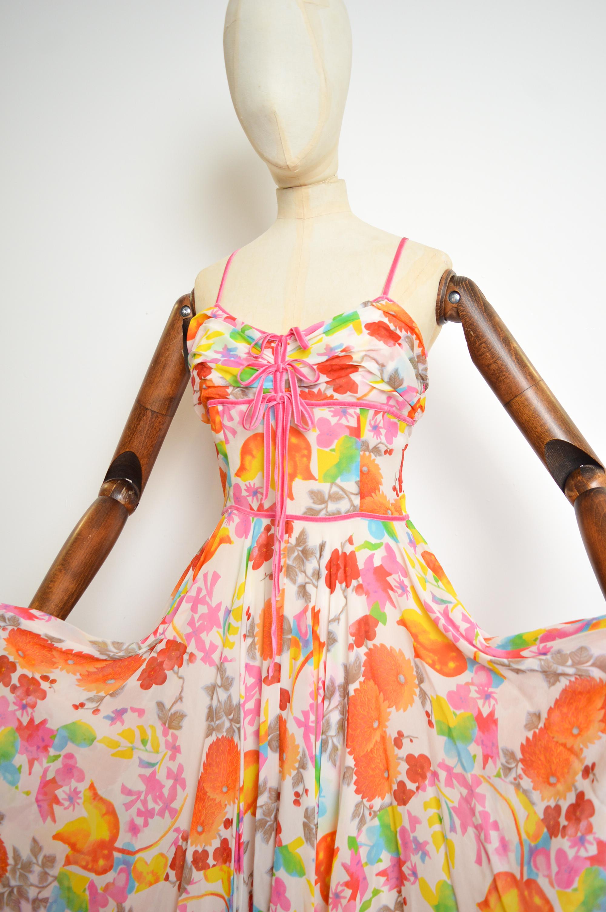 Spring 2006 Christian Dior by John Galliano Vintage Pure Silk Floral Dress 4