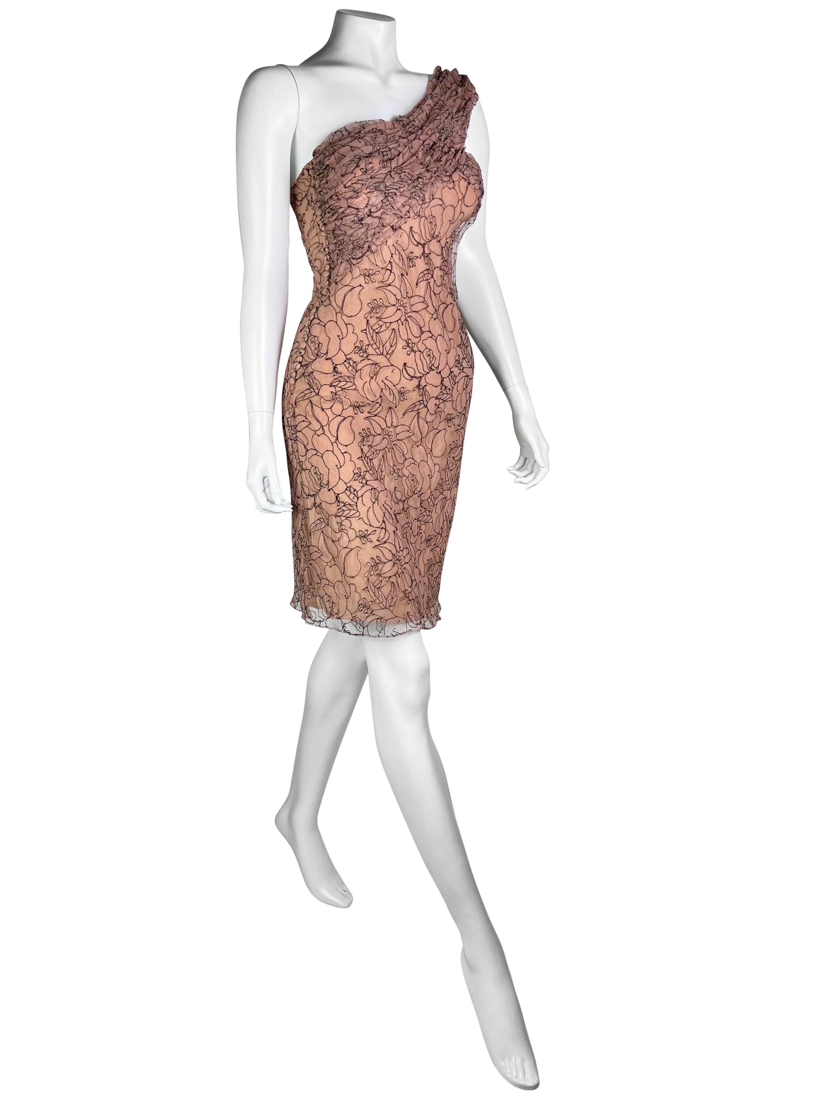 Brown  Spring 2006 Dior by John Galliano Lace Dress For Sale