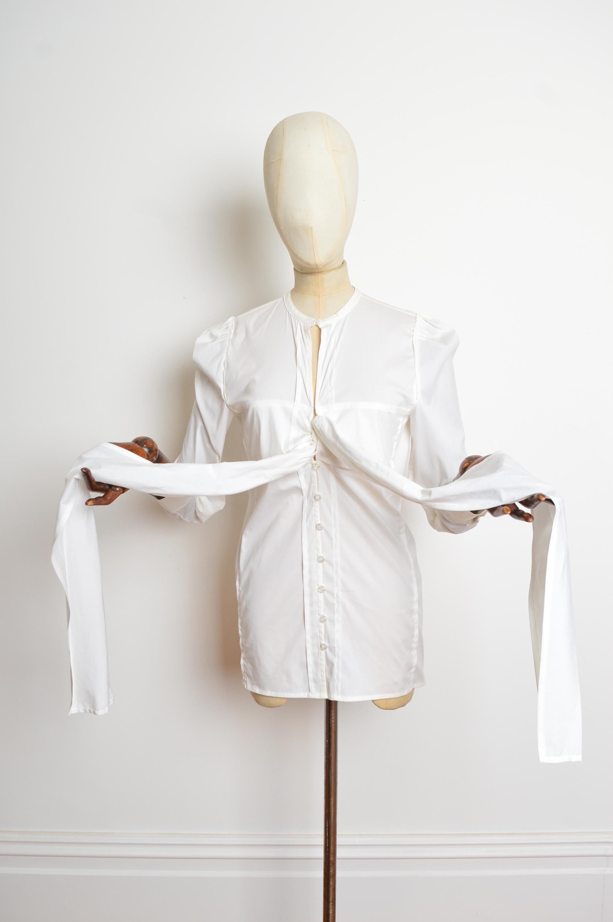 Primavera 2006 Yves Saint Laurent by Stefano Pilati Camisa de vestir blanca con pajarita en venta 4