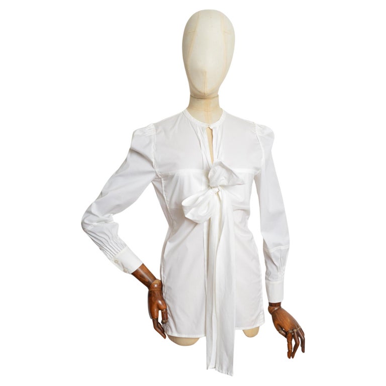 Spring 2006 Yves Saint Laurent by Stefano Pilati White Bow Tie Dress Shirt For Sale at 1stDibs Spring 2006 Yves Saint Laurent by Stefano Pilati White Bow Tie Dress Shirt For Sale at 1stDibs