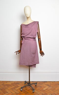 Spring 2007 Vivienne Westwood Red Label Burgundy Striped off Shoulder Dress