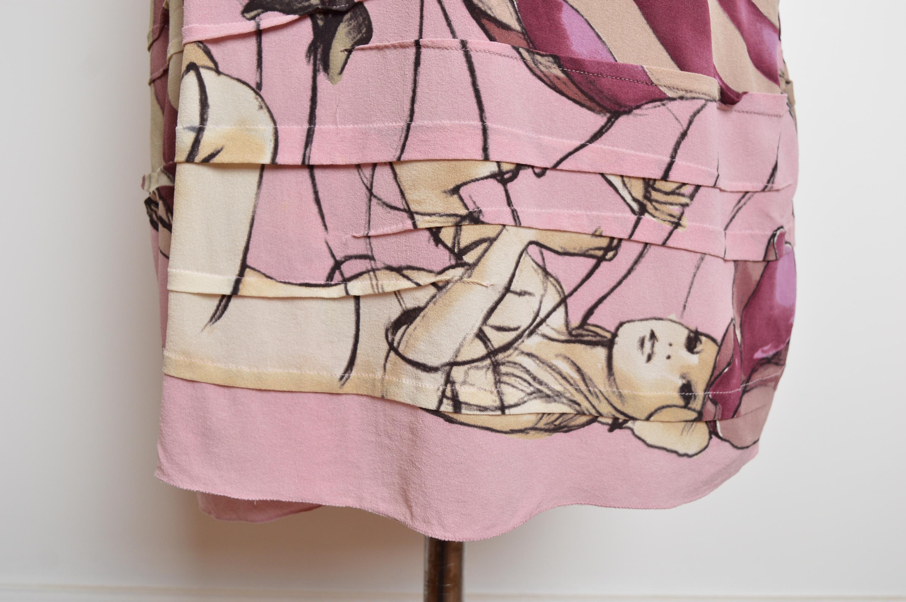 Spring 2008 PRADA fairy Collection Dusty Pink Silk James Jean Tea dress For Sale 2