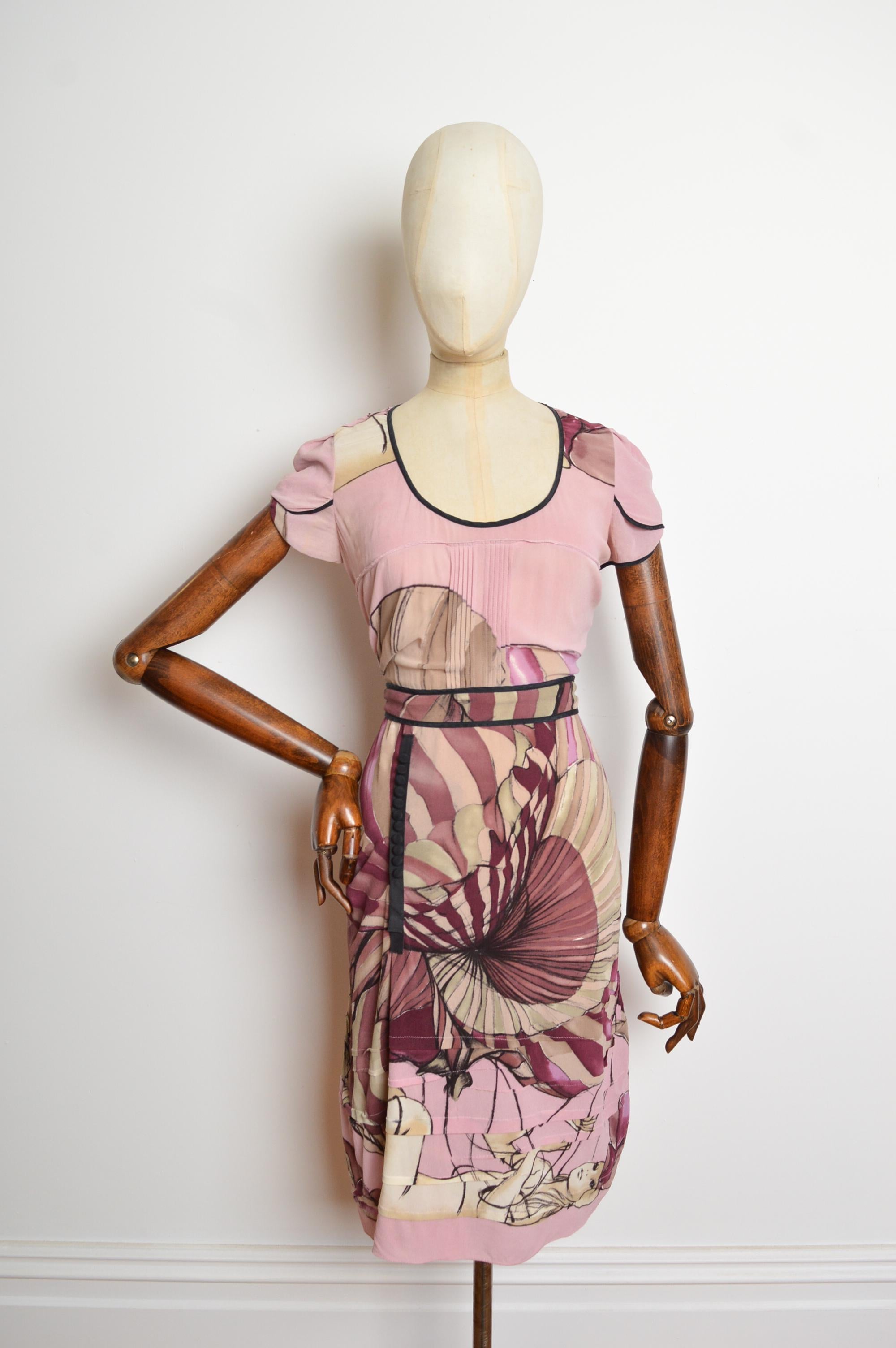 Spring 2008 PRADA fairy Collection Dusty Pink Silk James Jean Tea dress For Sale 3