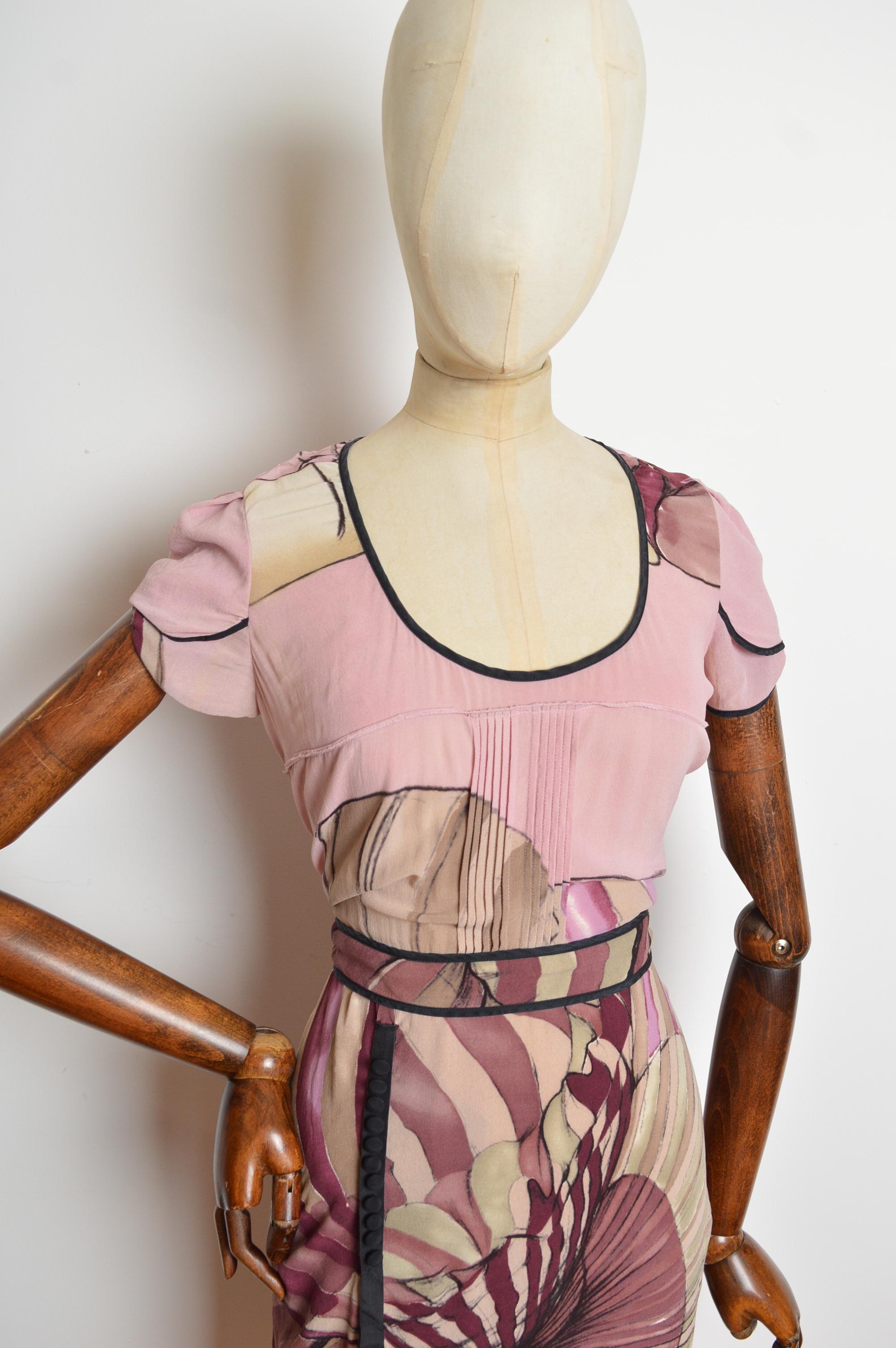 Spring 2008 PRADA fairy Collection Dusty Pink Silk James Jean Tea dress For Sale 4